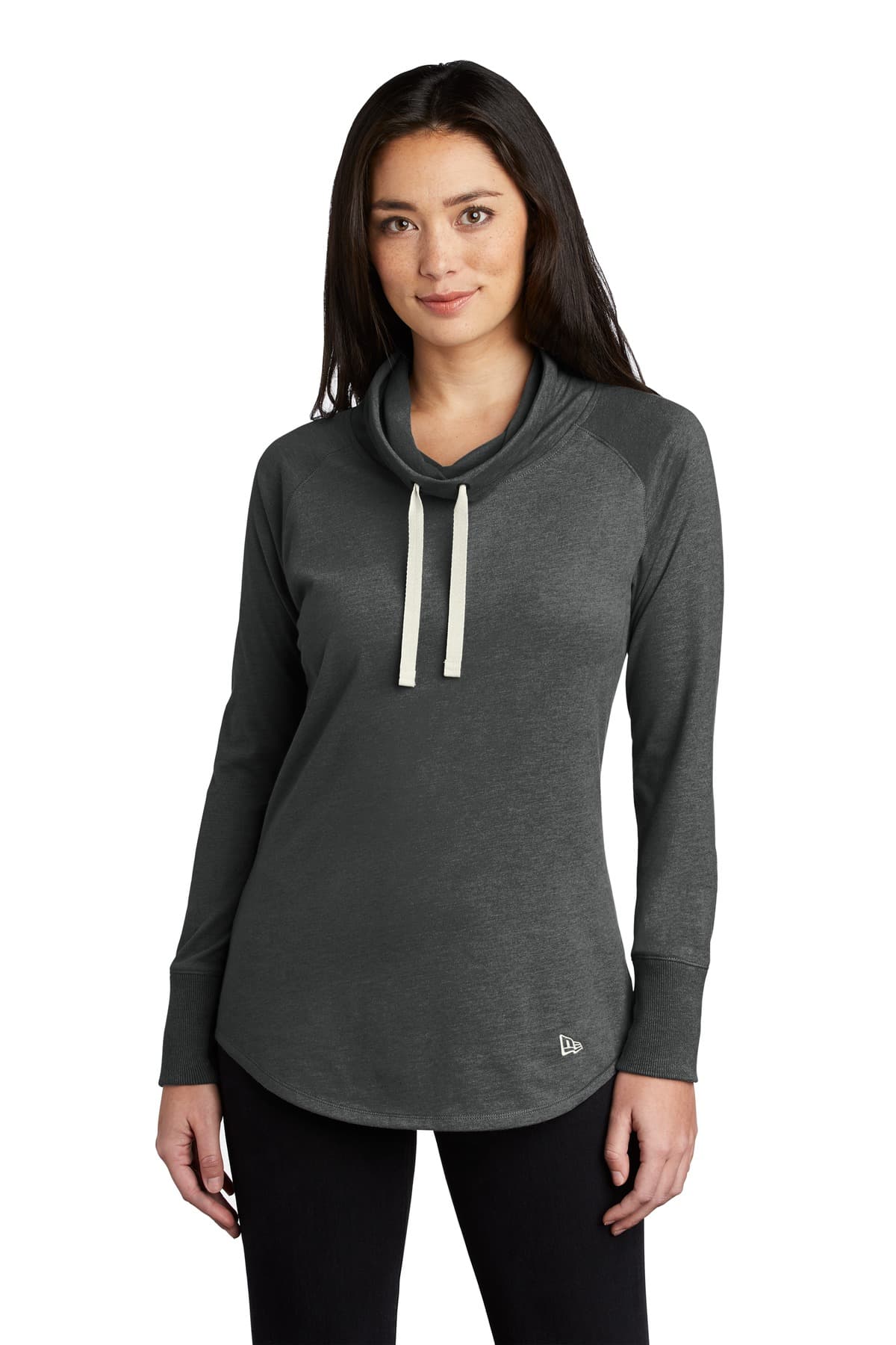 New Era New Era Women's Sueded Cotton Blend Cowl Tee LNEA123 in Black Heather