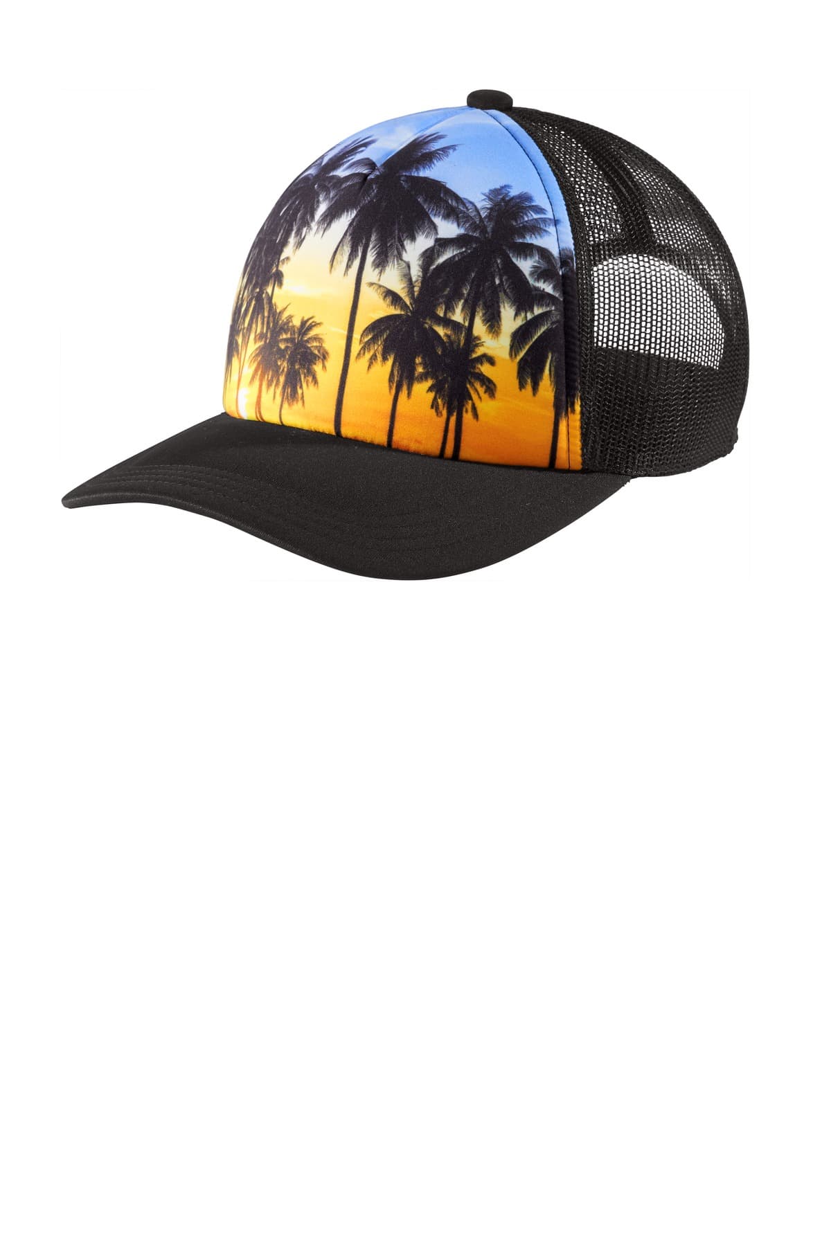 Port Authority Port Authority Photo Real Snapback Trucker Cap C950 in Palm Trees