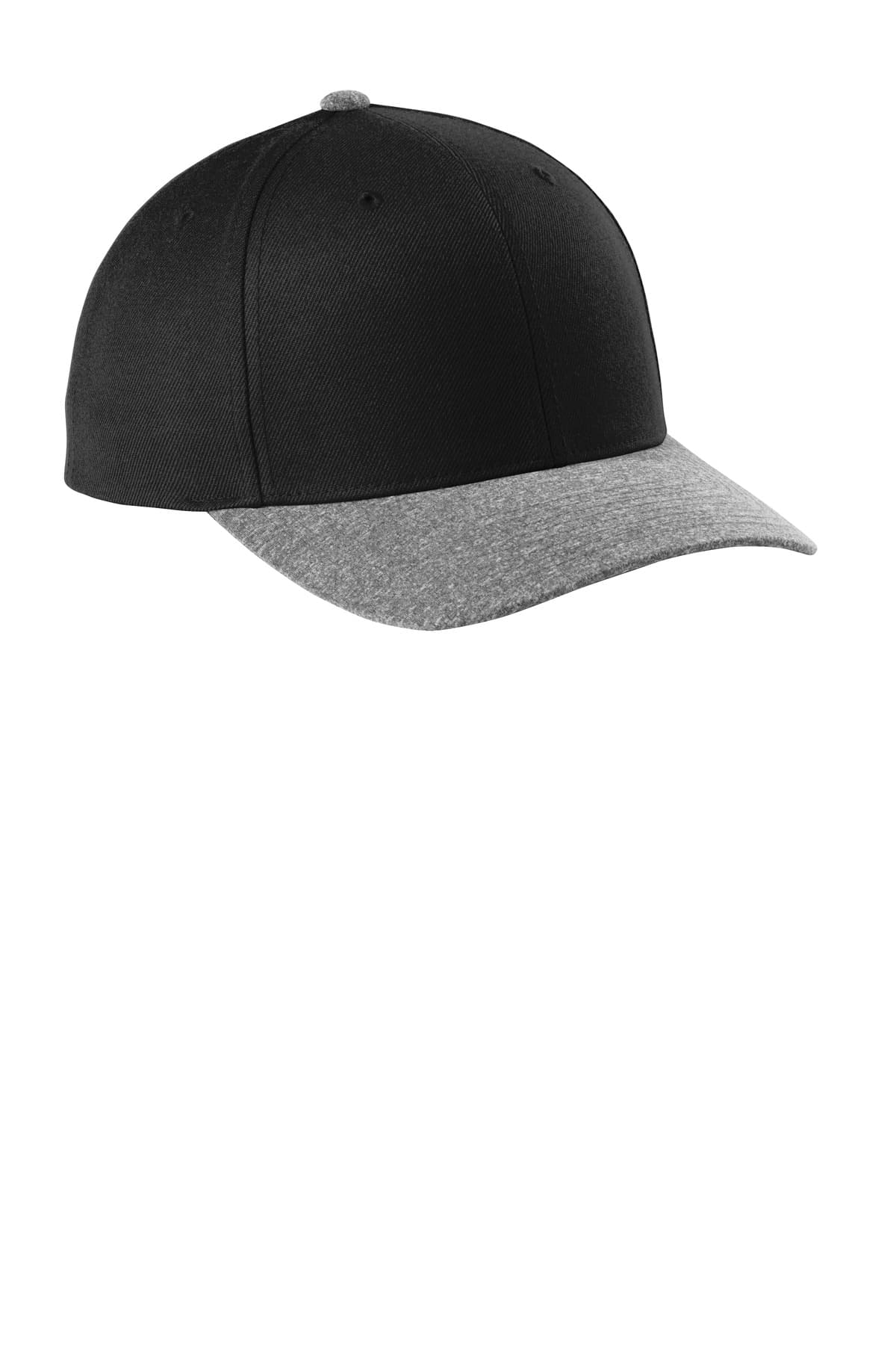 Sport-Tek Sport-Tek YP Classics Curve Bill Snapback Cap. STC43 in Black/ Grey Heather