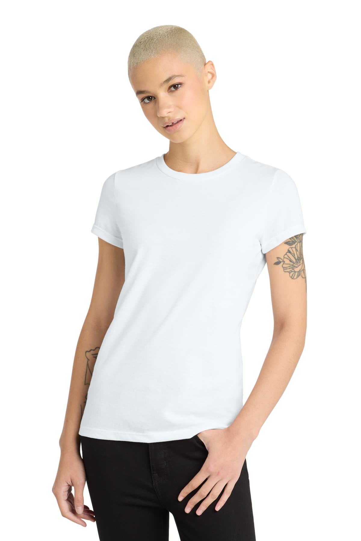 District District Women's Perfect Blend CVC Tee. DM108L in White