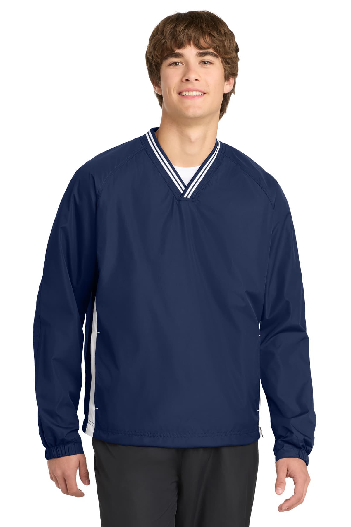 Sport-Tek Sport-Tek Tipped V-Neck Raglan Wind Shirt. JST62