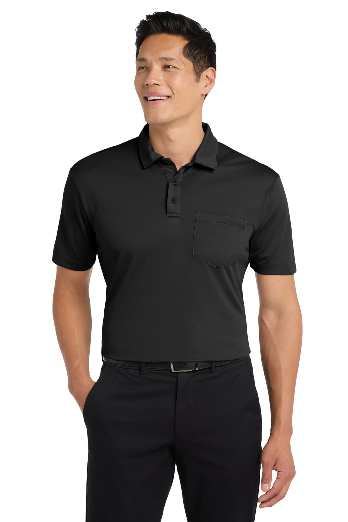 Port Authority Port Authority Silk Touch Performance Pocket Polo. K540P in Black