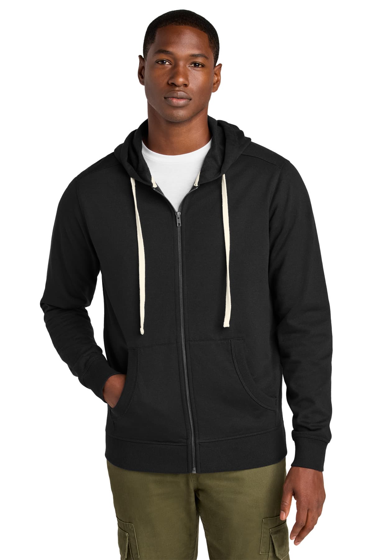 District District Re-FleeceFull-Zip Hoodie DT8102 in Black