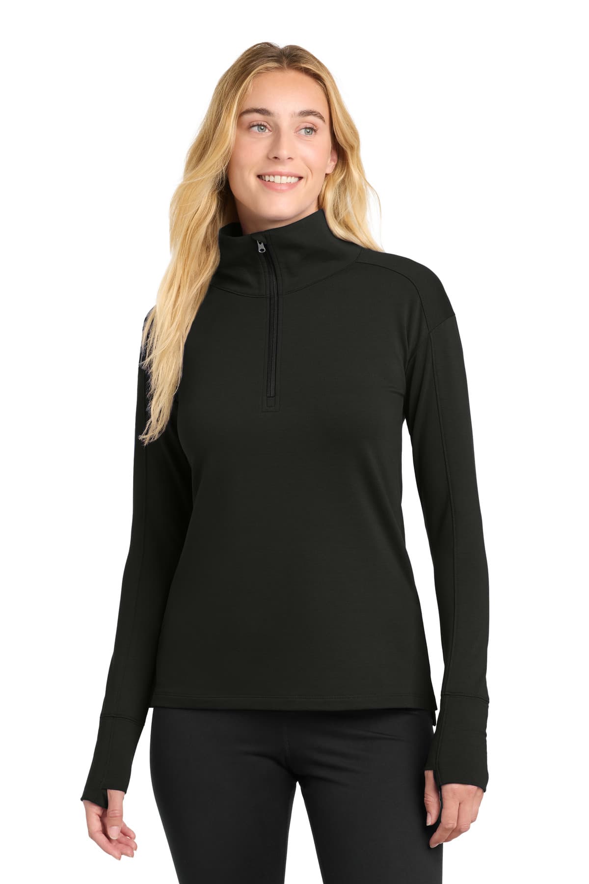 Sport-Tek Sport-Tek Women's Sport-Wick Flex Fleece 1/4-Zip. LST561 in Black