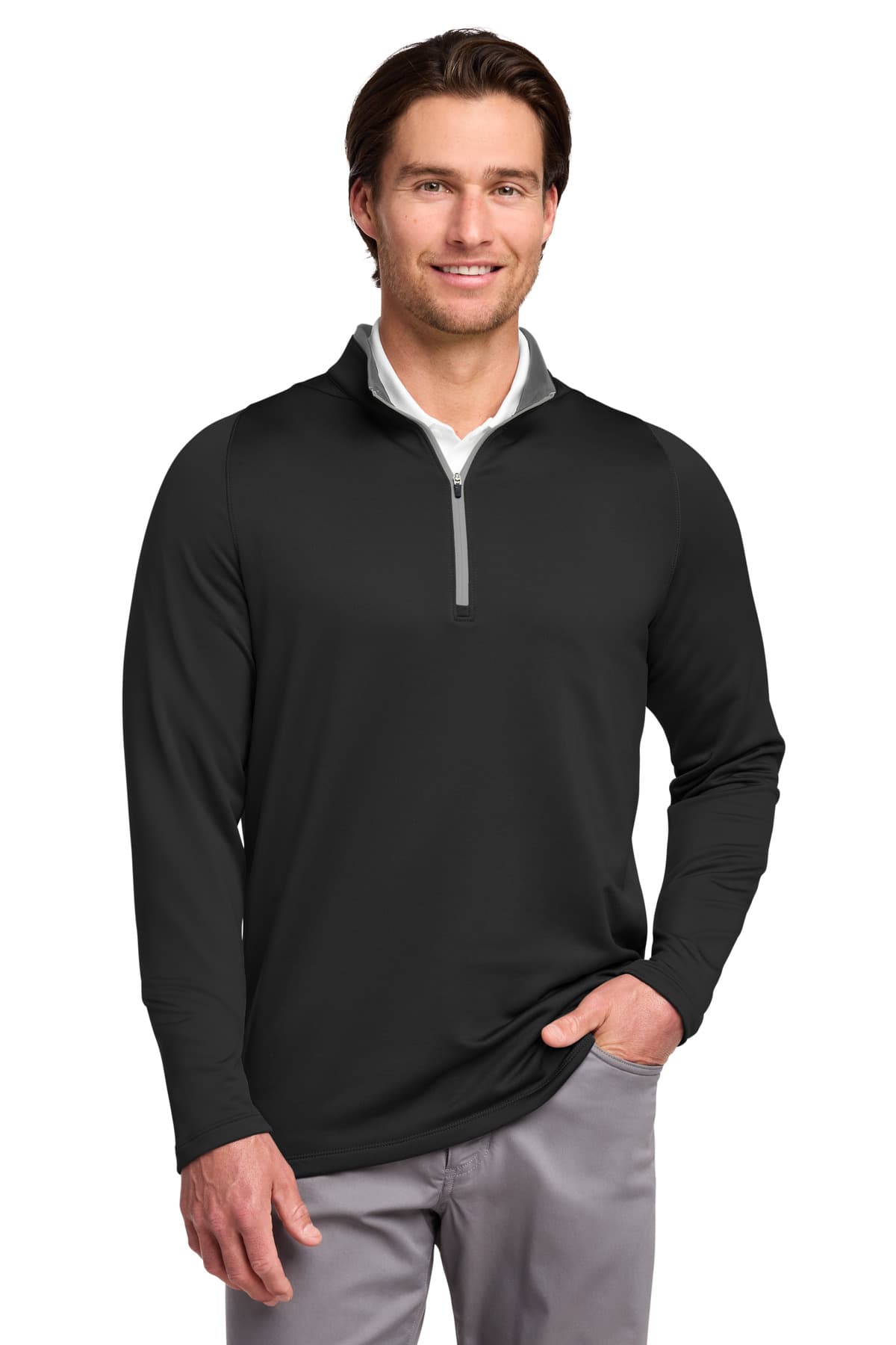 Nike Nike Dri-FIT Stretch 1/2-Zip Cover-Up. 779795 in Black/ Dark Grey