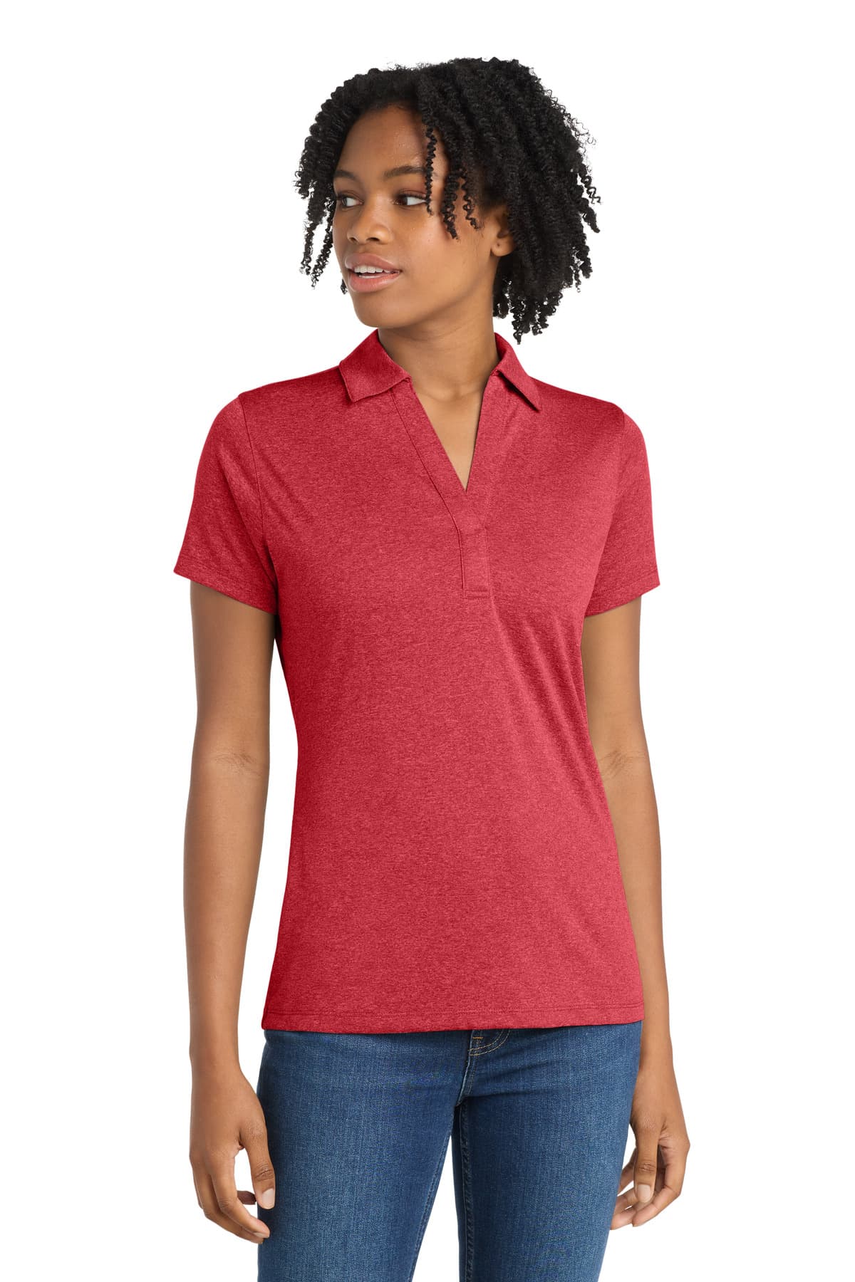 Sport-Tek Sport-Tek Women's Heather Contender Polo. LST660