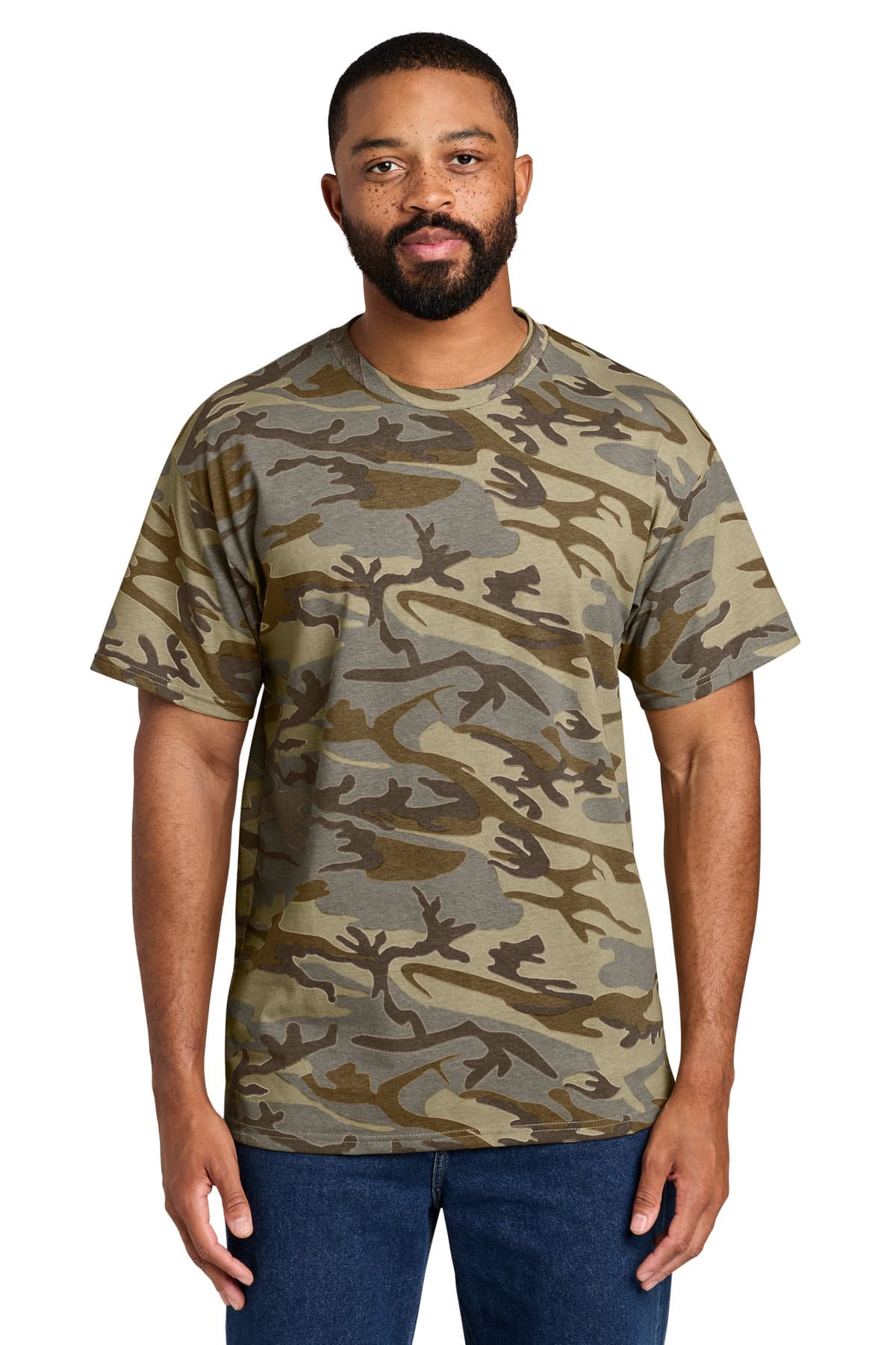 Port & Company Port & Co Core Cotton Camo Tee. PC54C in Desert Camo