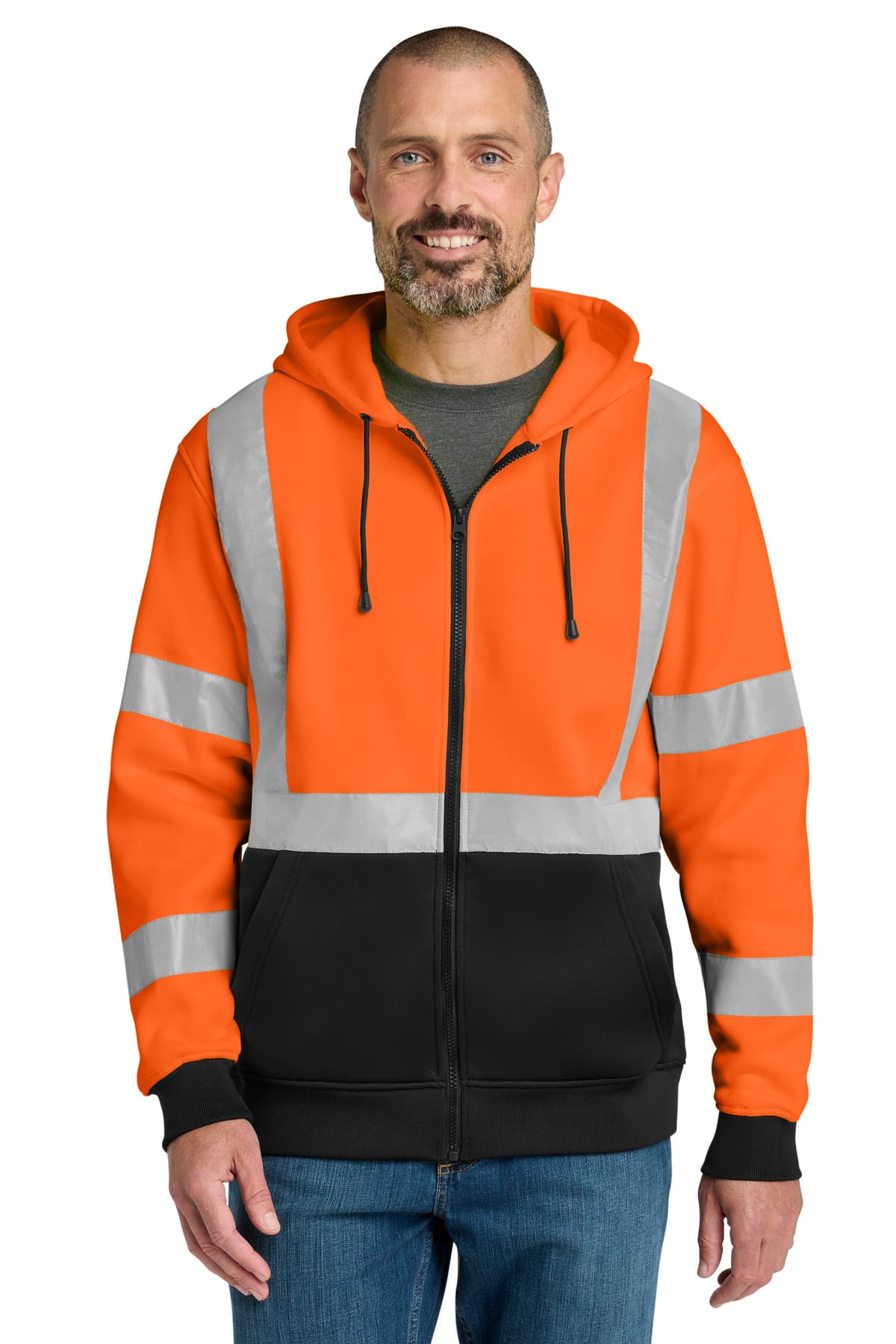 CornerStone CornerStone A107 Class 3 Heavy-Duty Fleece Full-Zip Hoodie CSF300 in Safety Orange