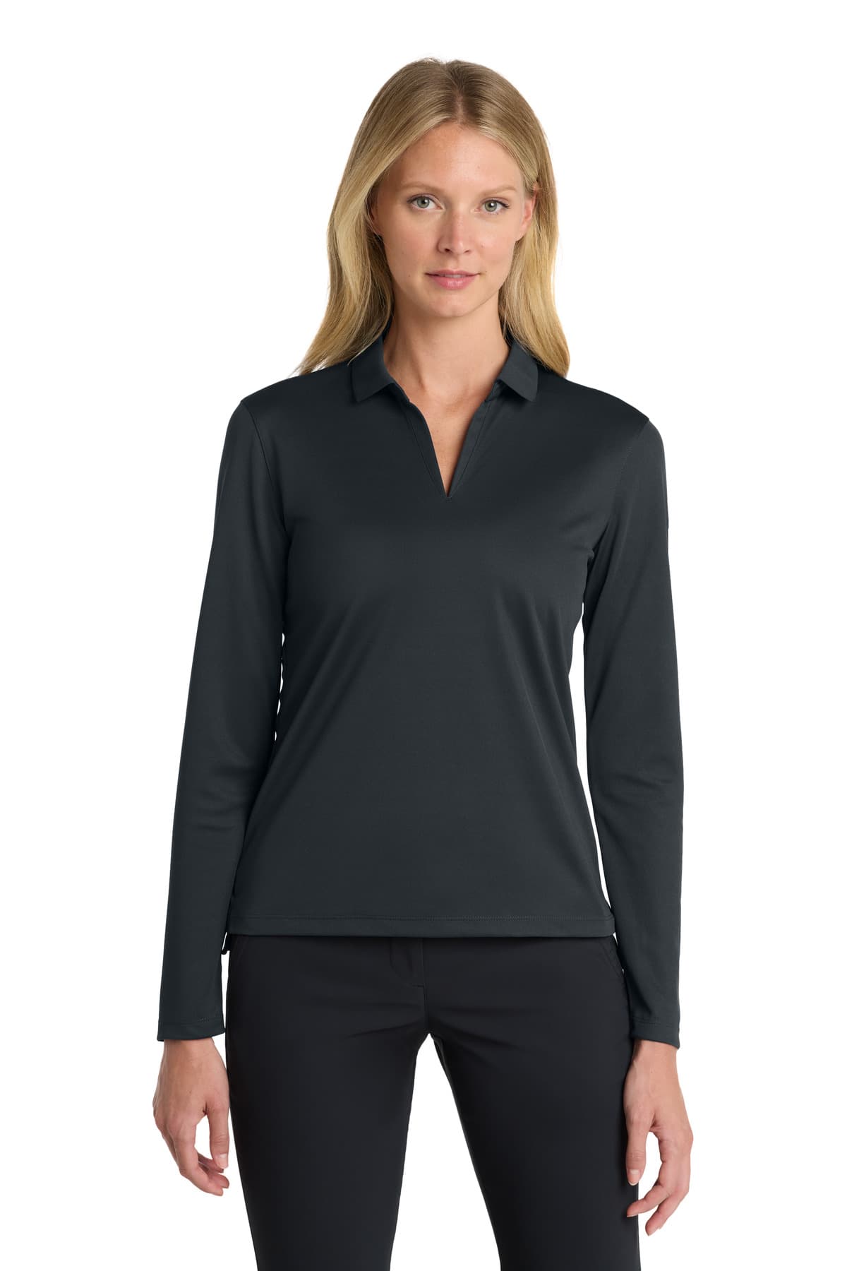 Nike Nike Women's Dri-FIT Micro Pique 2.0 Long Sleeve Polo NKDC2105 in Anthracite