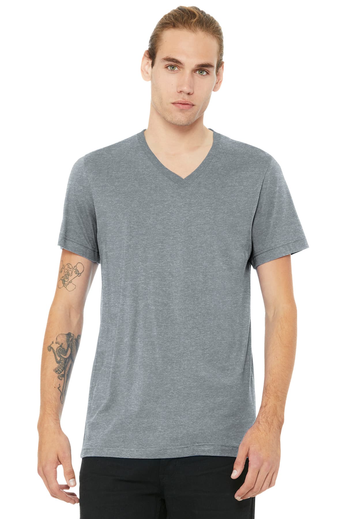 Bella + Canvas BELLA+CANVAS Unisex Heather CVC V-Neck Tee BC3005CVC in Athletic Heather