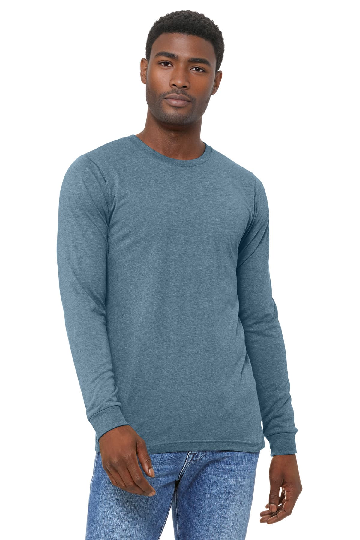 Bella + Canvas BELLA+CANVAS Unisex Triblend Long Sleeve Tee BC3513 in Denim Triblend