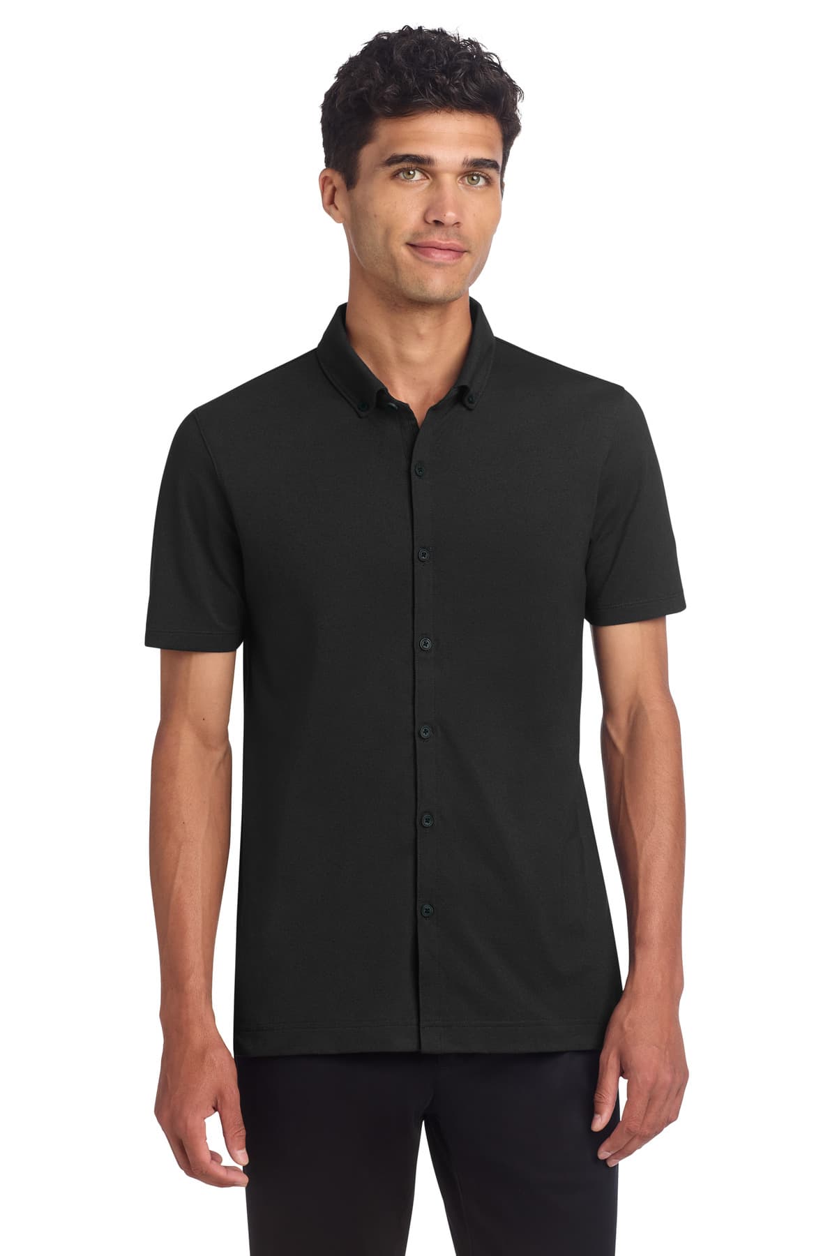 Mercer+Mettle Mercer+Mettle Stretch Pique Full-Button Polo MM1006