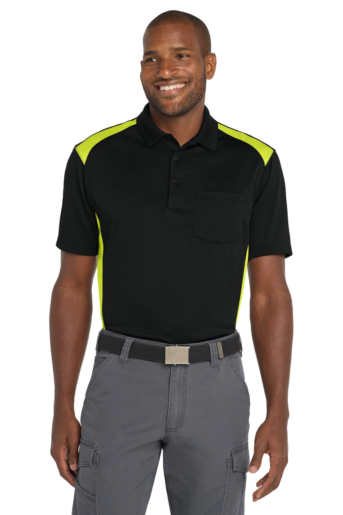 CornerStone CornerStone Select Snag-Proof Two Way Colorblock Pocket Polo. CS416