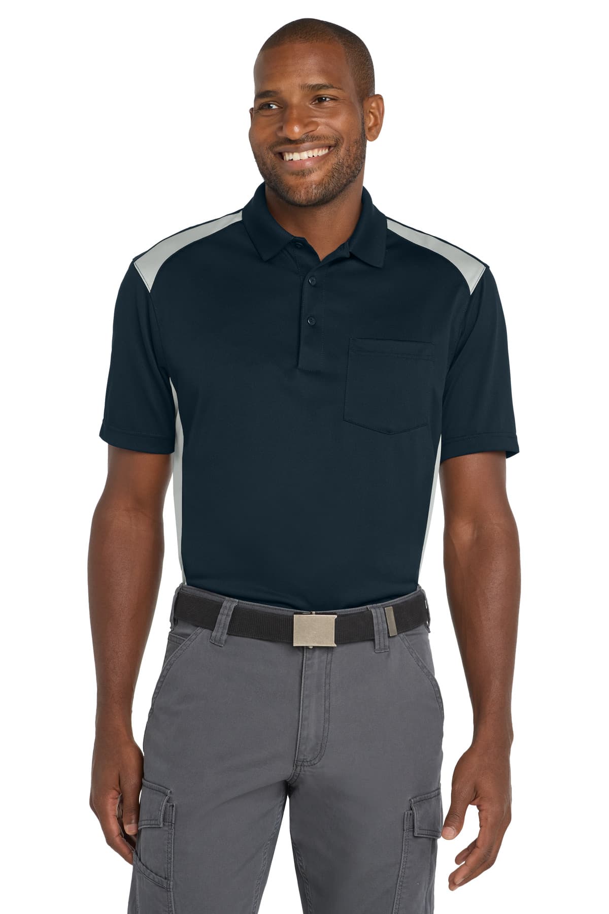 CornerStone CornerStone Select Snag-Proof Two Way Colorblock Pocket Polo. CS416