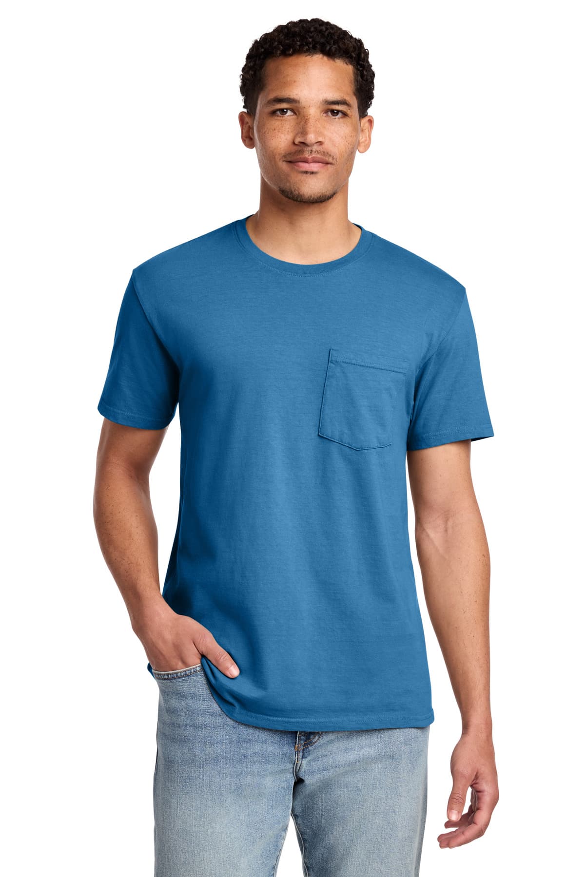 Port & Company Port & Co Beach Wash Garment-Dyed Pocket Tee. PC099P in Blue Moon