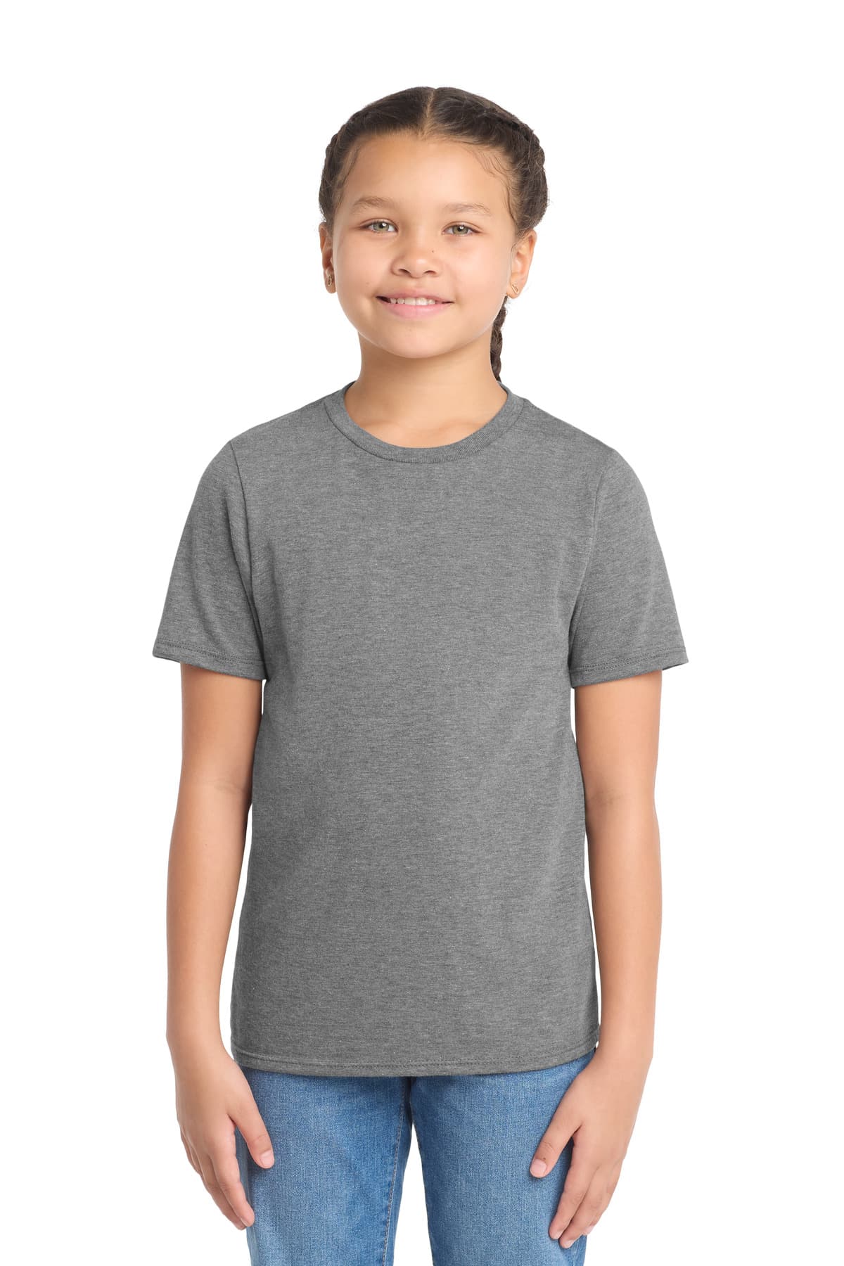 District District Youth Perfect Tri Tee. DT130Y in Grey Frost