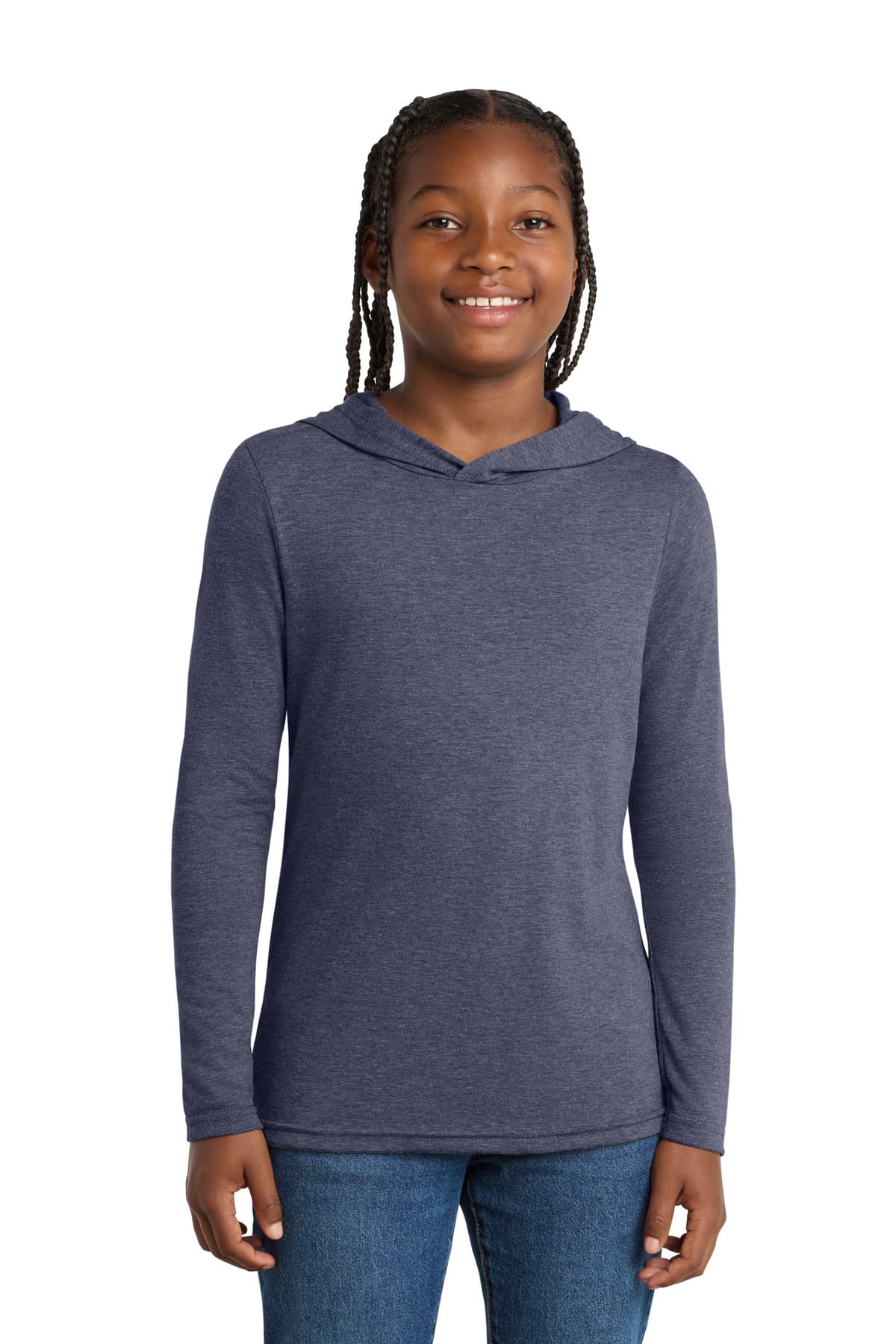 District District Youth Perfect Tri Long Sleeve Hoodie DT139Y in Navy Frost