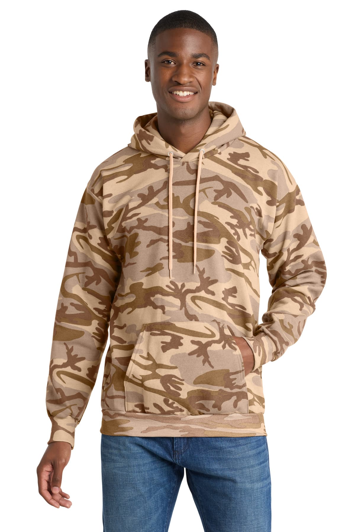 Port & Company Port & Co Core Fleece Camo Pullover Hooded Sweatshirt. PC78HC in Desert Camo