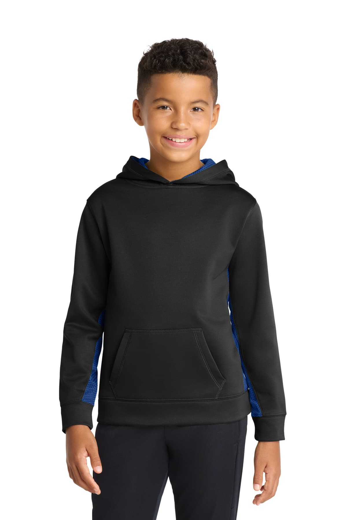 Sport-Tek Sport-Tek Youth Sport-Wick CamoHex Fleece Colorblock Hooded Pullover. YST239