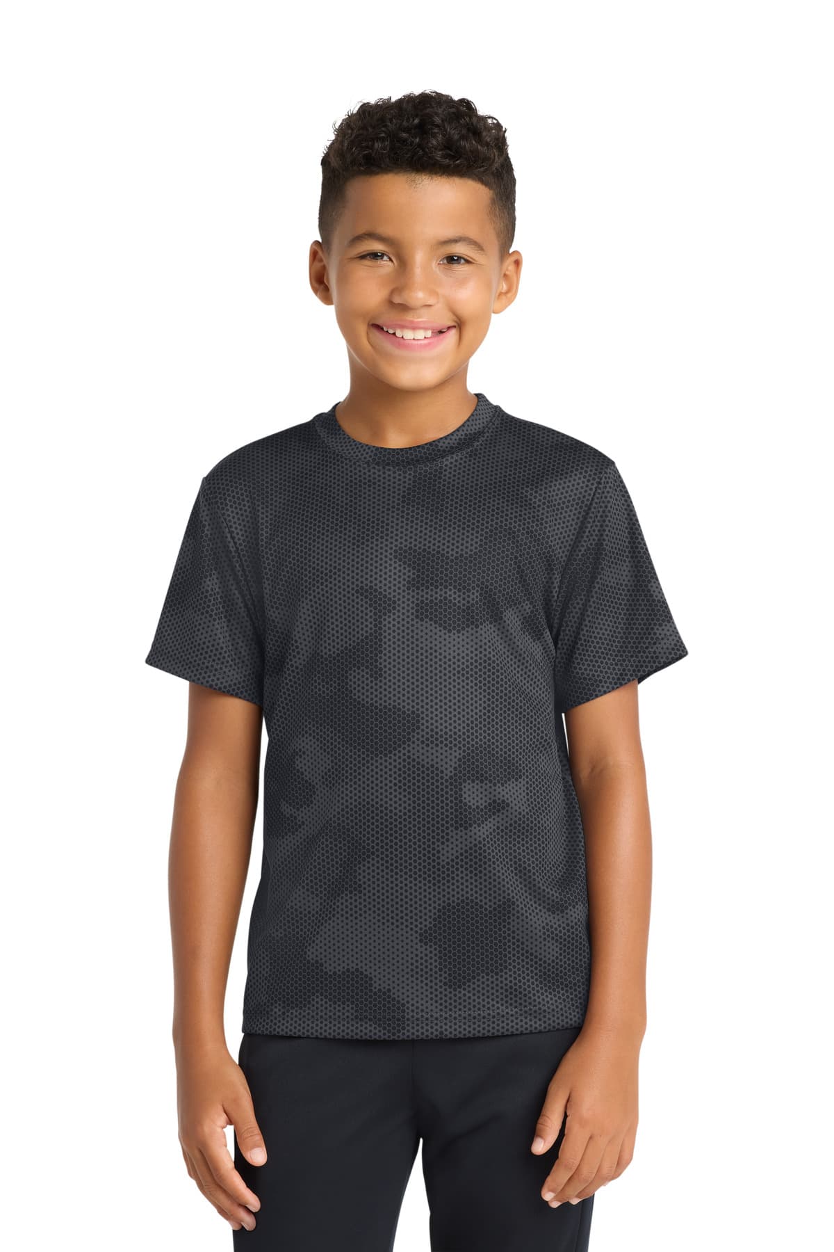 Sport-Tek Sport-Tek Youth CamoHex Tee. YST370 in Iron Grey