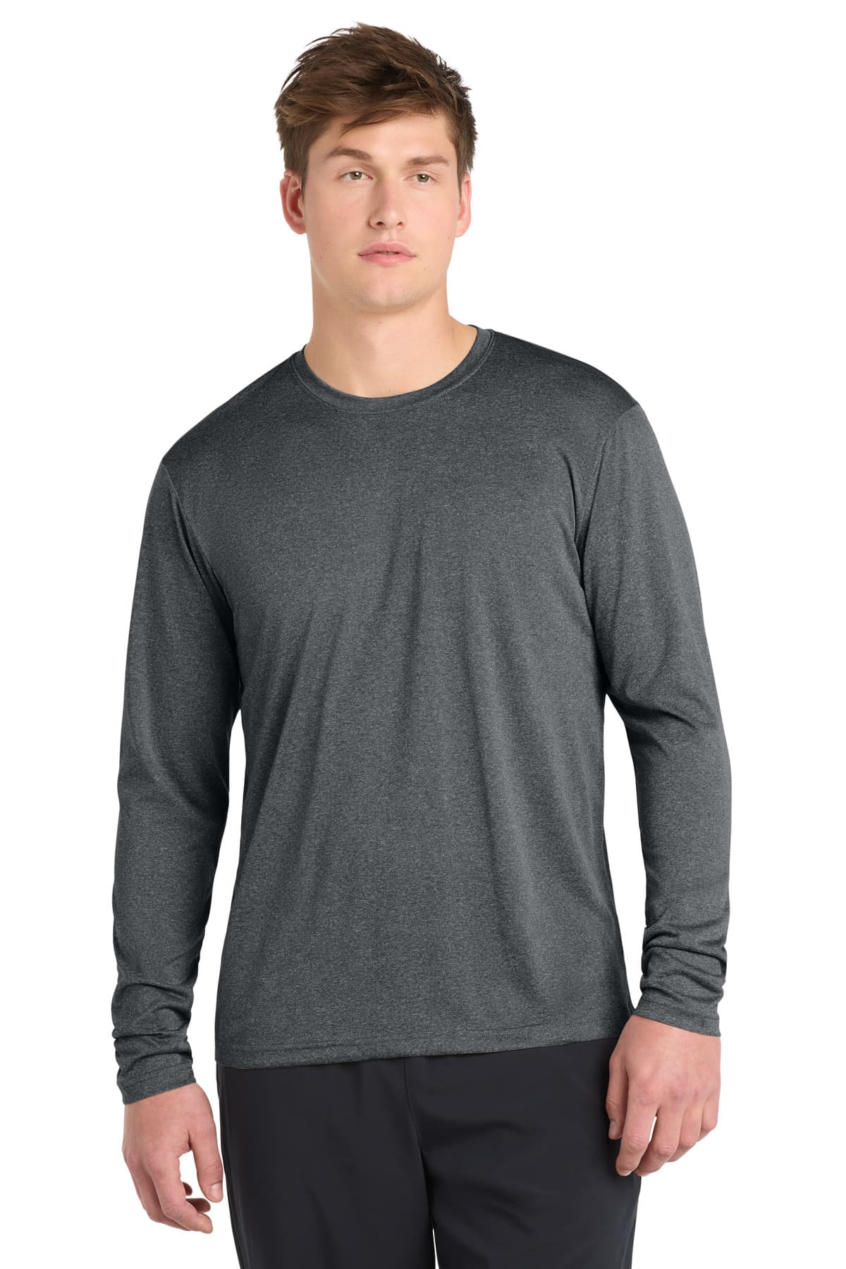 Sport-Tek Sport-Tek Long Sleeve Heather Contender Tee. ST360LS in Graphite Heather