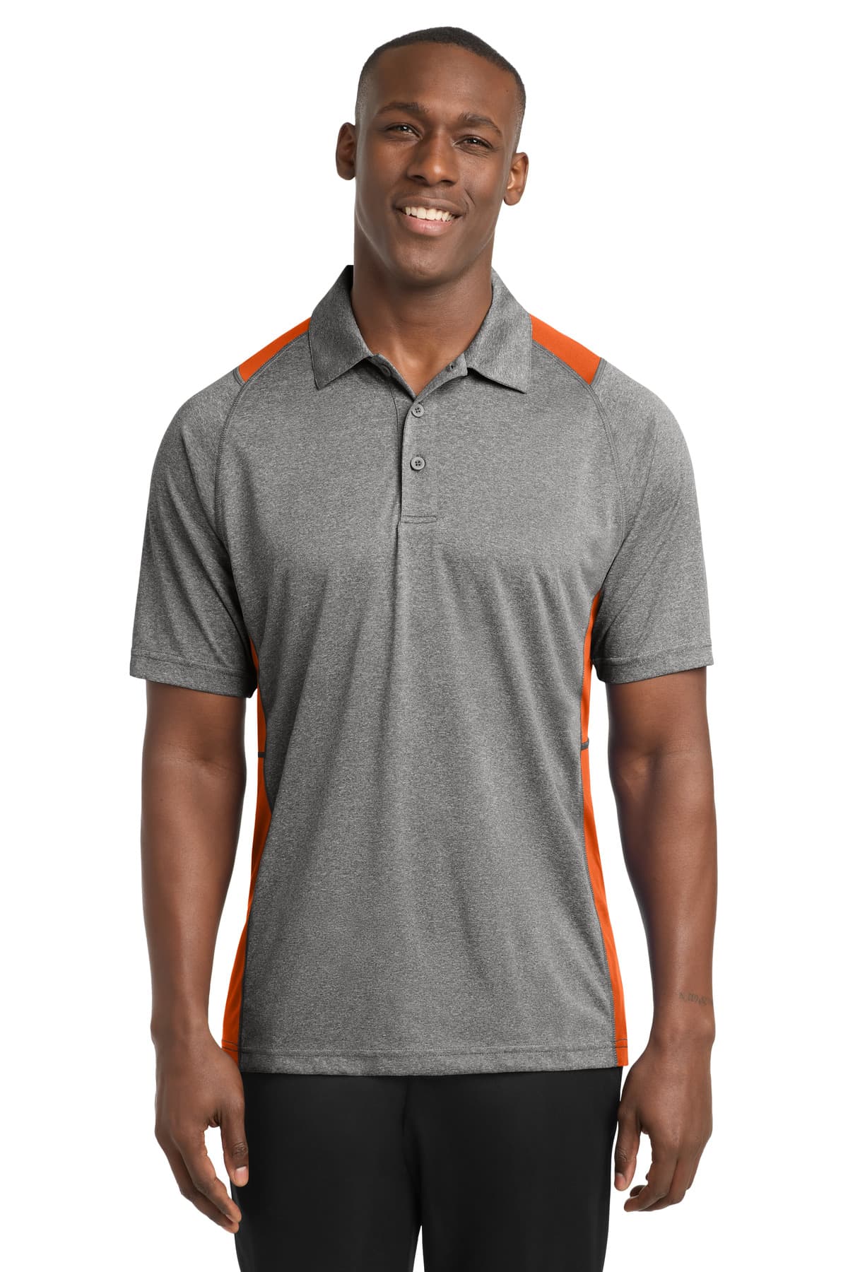 Sport-Tek Sport-Tek Heather Colorblock Contender Polo. ST665