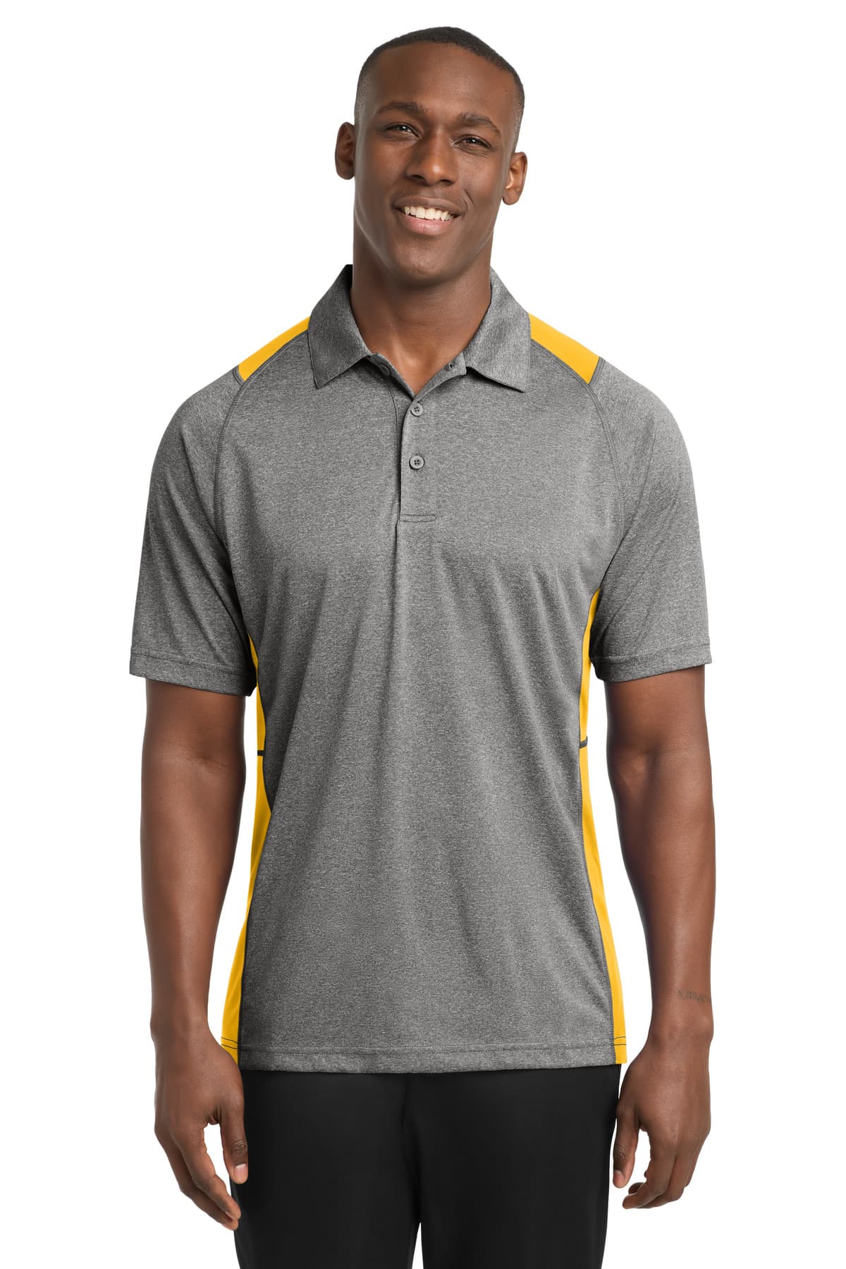 Sport-Tek Sport-Tek Heather Colorblock Contender Polo. ST665