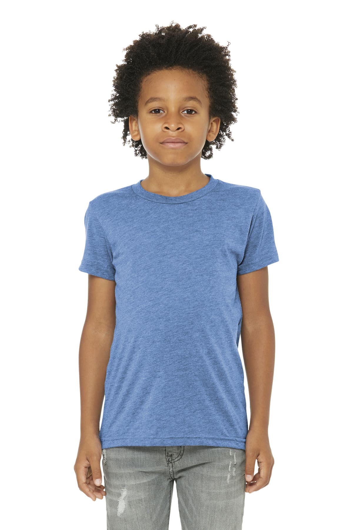 Bella + Canvas BELLA+CANVAS Youth Triblend Short Sleeve Tee. BC3413Y in Blue Triblend