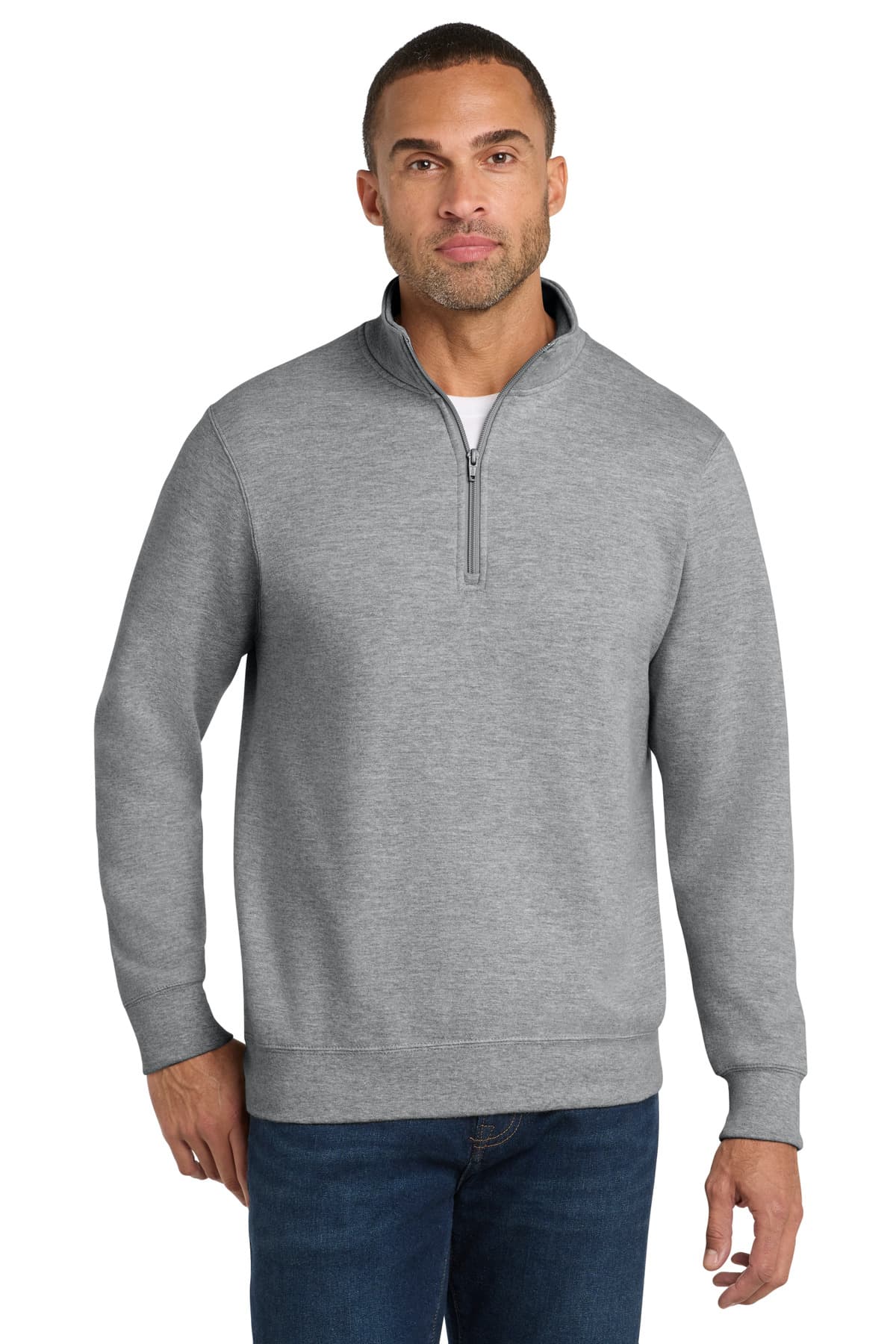 Port & Company Port & Co Fan Favorite Fleece 1/4-Zip Pullover Sweatshirt. PC850Q in Athletic Heather