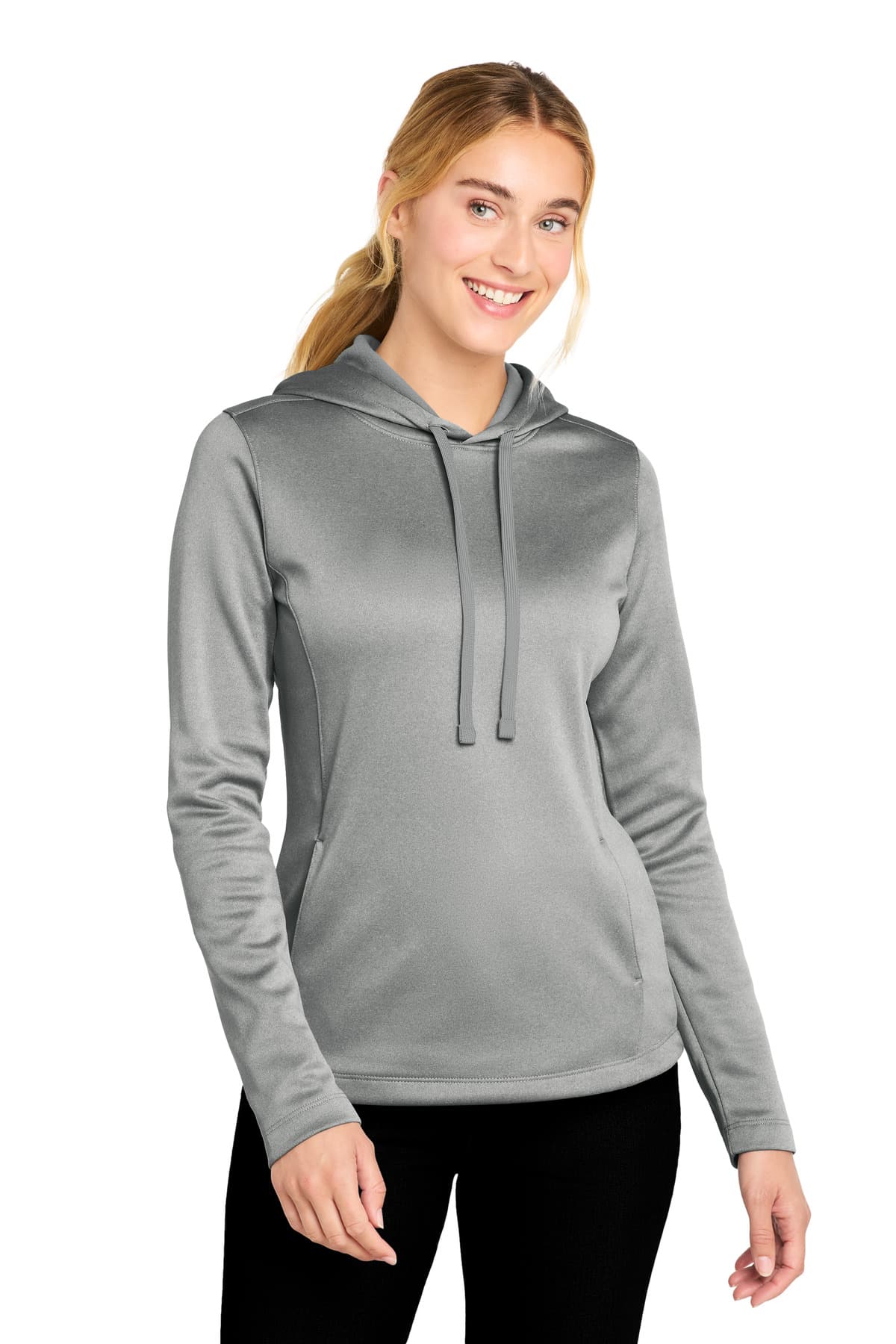 Sport-Tek Sport-Tek Women's PosiCharge Sport-Wick Heather Fleece Hooded Pullover. LST264