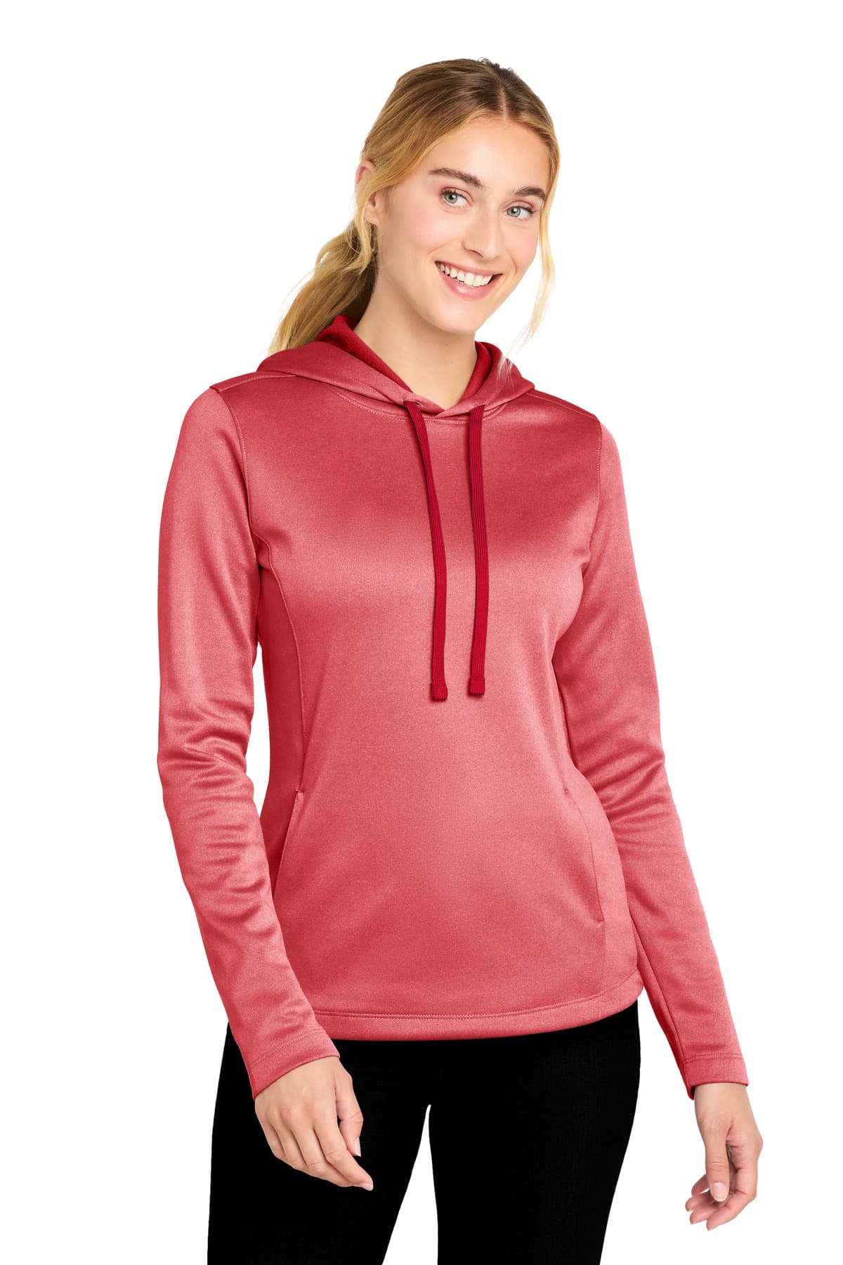 Sport-Tek Sport-Tek Women's PosiCharge Sport-Wick Heather Fleece Hooded Pullover. LST264