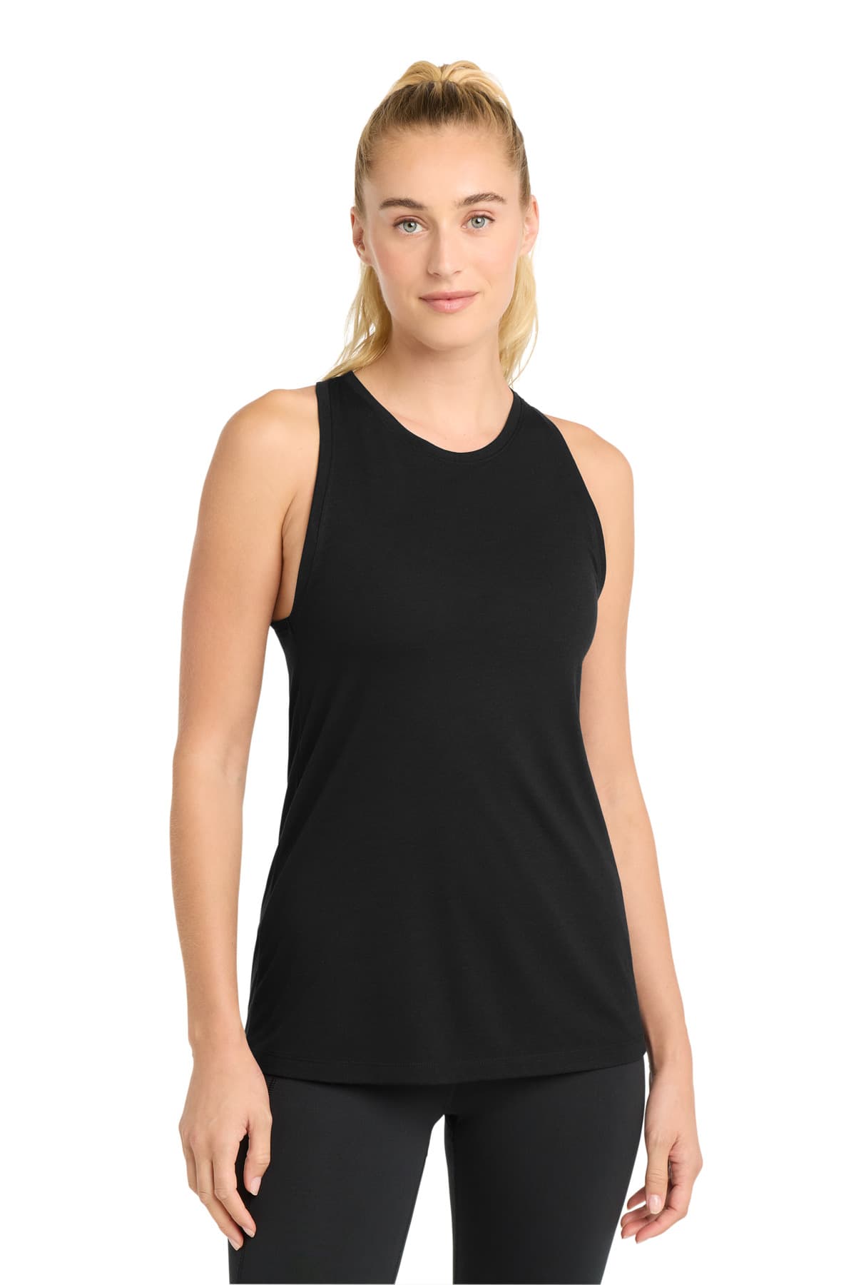 Sport-Tek Sport-Tek Women's PosiCharge Tri-Blend Wicking Tank. LST402 in Black Triad Solid