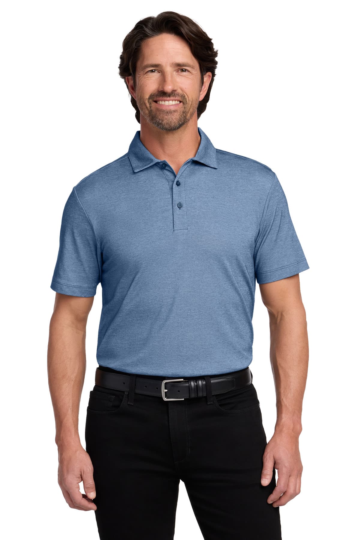 Port Authority Port Authority Fine Pique Blend Polo K830 in Aegean Blue Heather