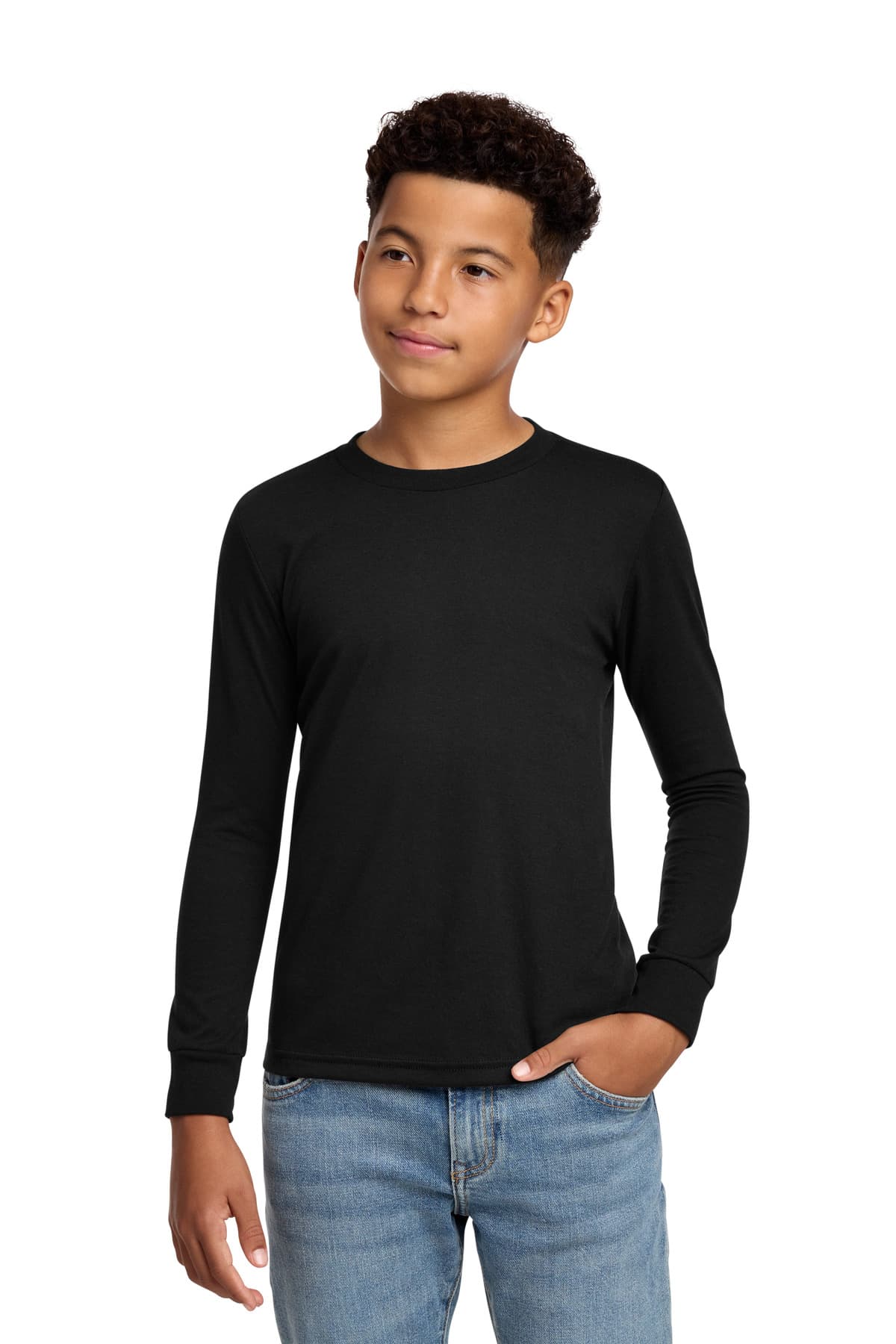 District District Youth Perfect Tri Long Sleeve Tee DT132Y in Black