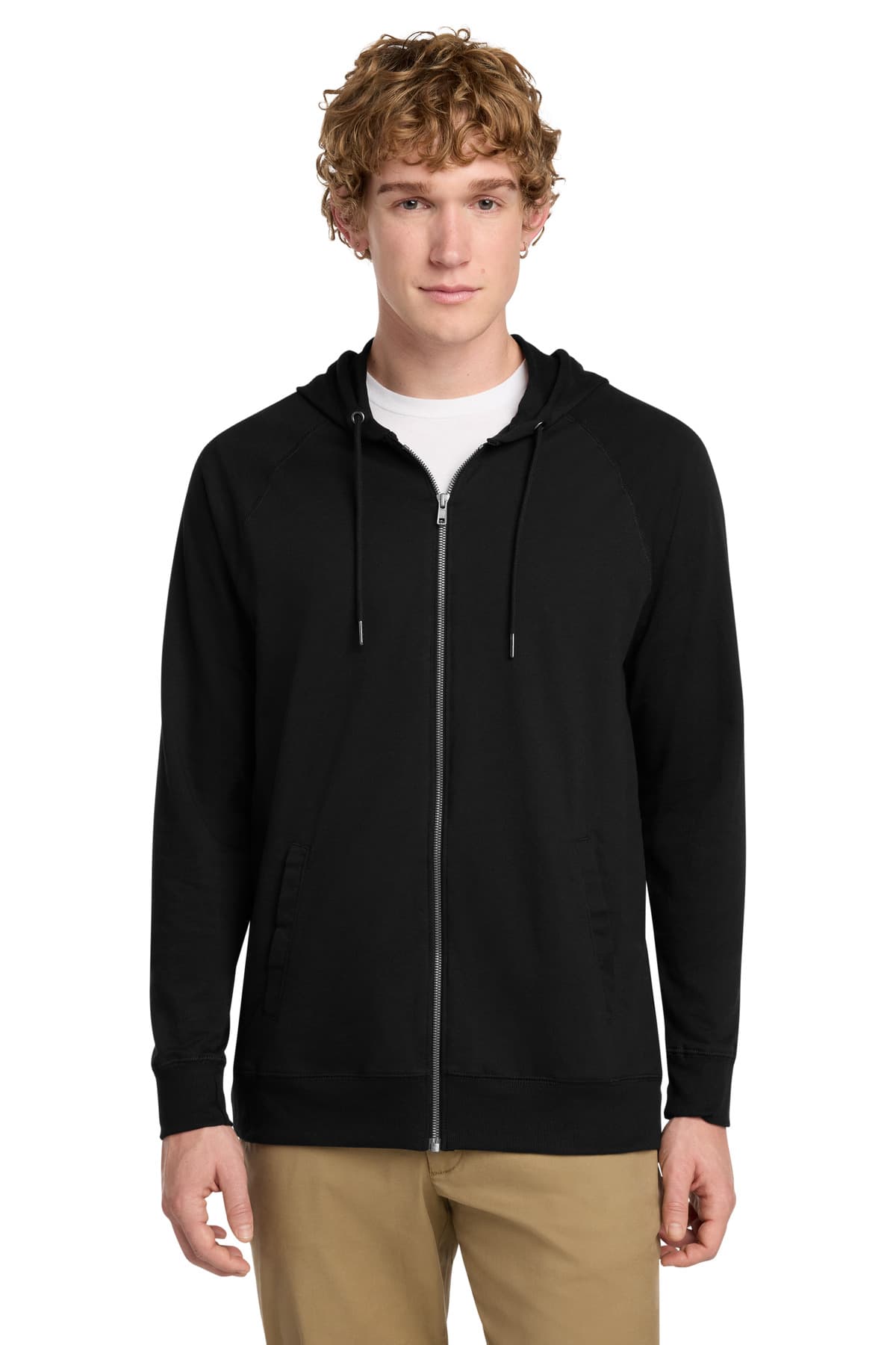 District District Featherweight French Terry Full-Zip Hoodie DT573 in Black