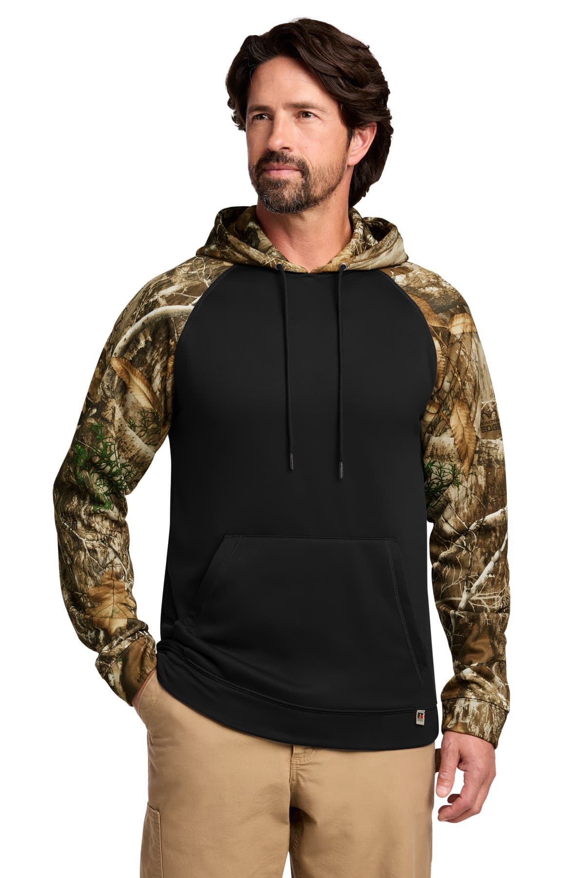 Russell Outdoors Russell Outdoors Realtree Performance Colorblock Pullover Hoodie RU451 in Black/ Realtree Edge