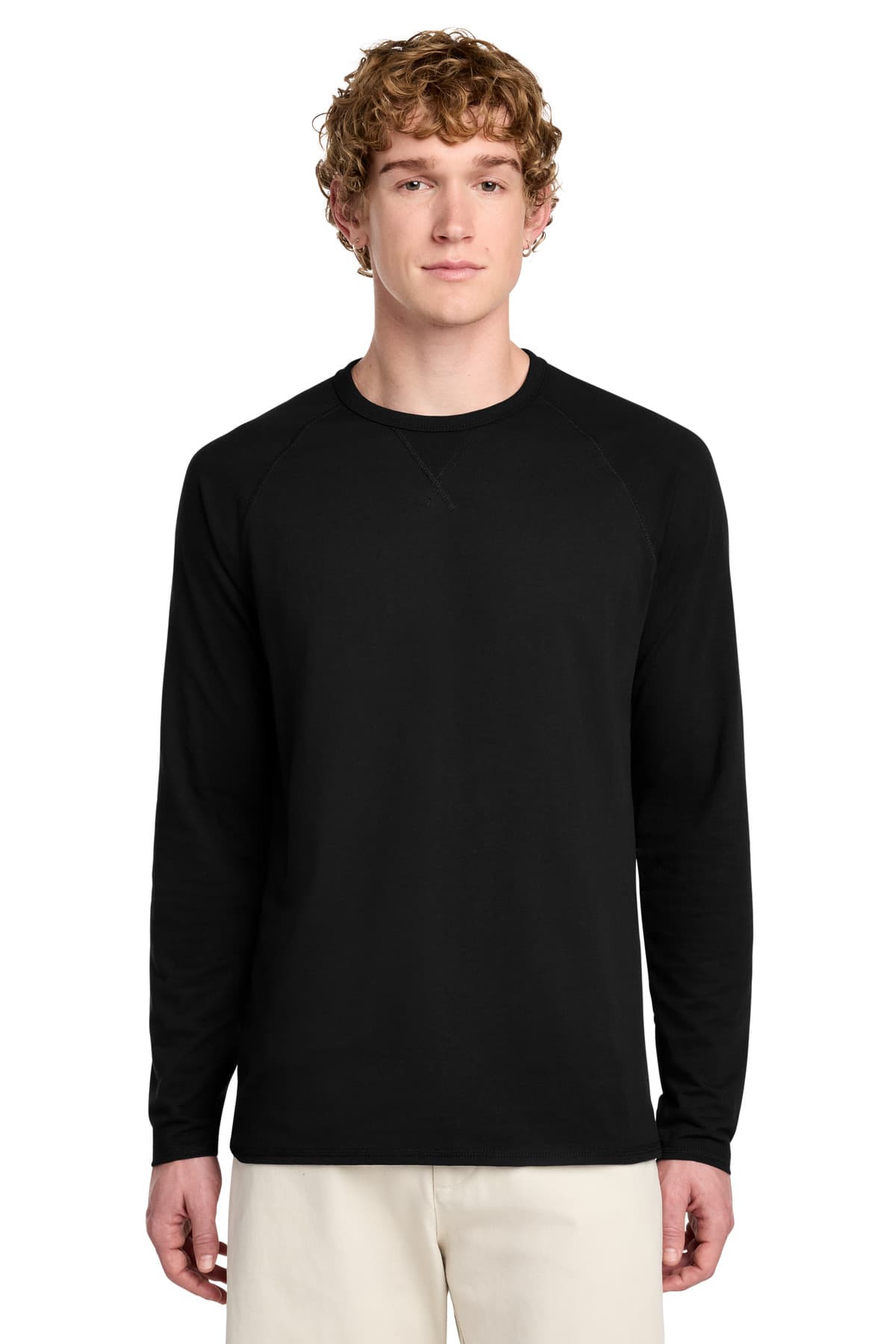District District Featherweight French Terry Long Sleeve Crewneck DT572 in Black
