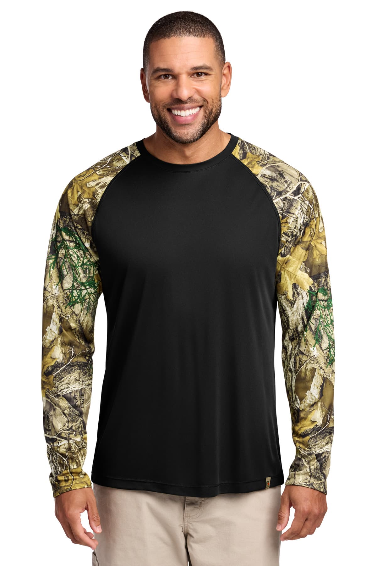 Russell Outdoors Russell Outdoors Realtree Colorblock Performance Long Sleeve Tee RU151LS in Black/ Realtree Edge