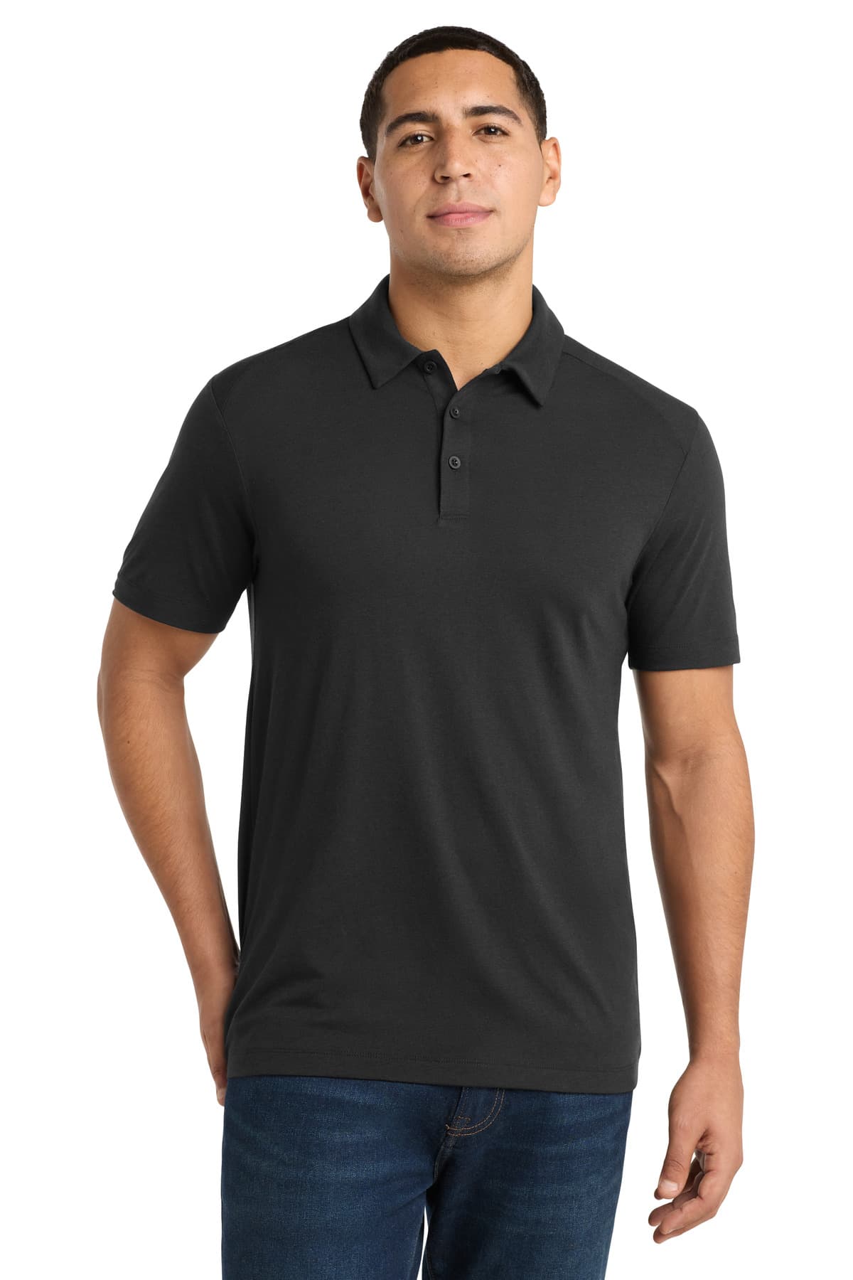 Sport-Tek Sport-Tek PosiCharge Tri-Blend Wicking Polo. ST405 in Black Triad Solid