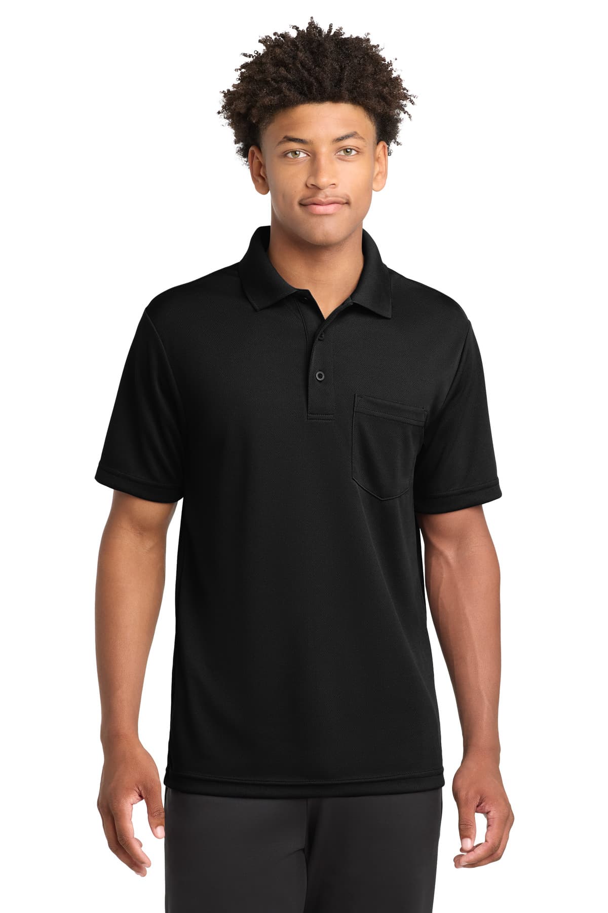 Sport-Tek Sport-Tek PosiCharge RacerMesh Pocket Polo. ST640P in Black