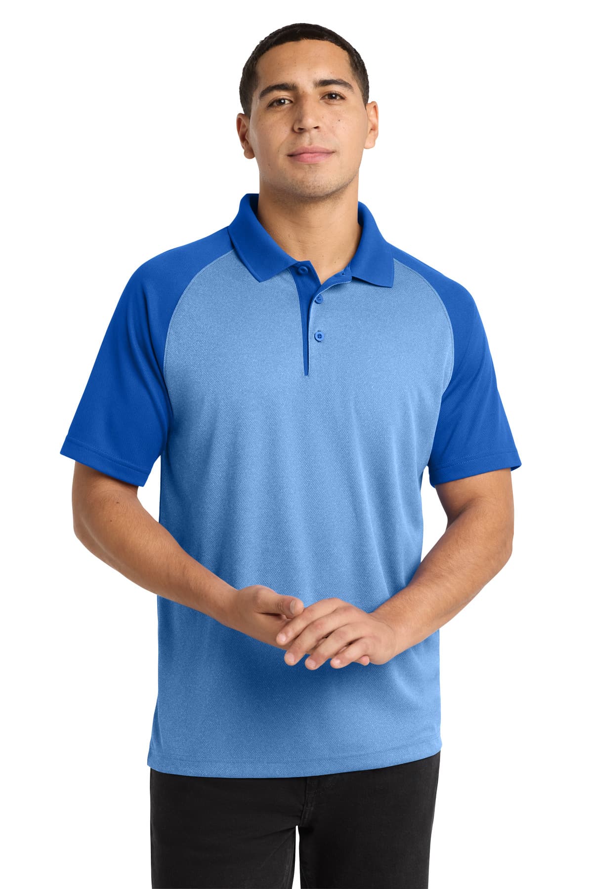 Sport-Tek Sport-Tek PosiCharge RacerMesh Raglan Heather Block Polo. ST641