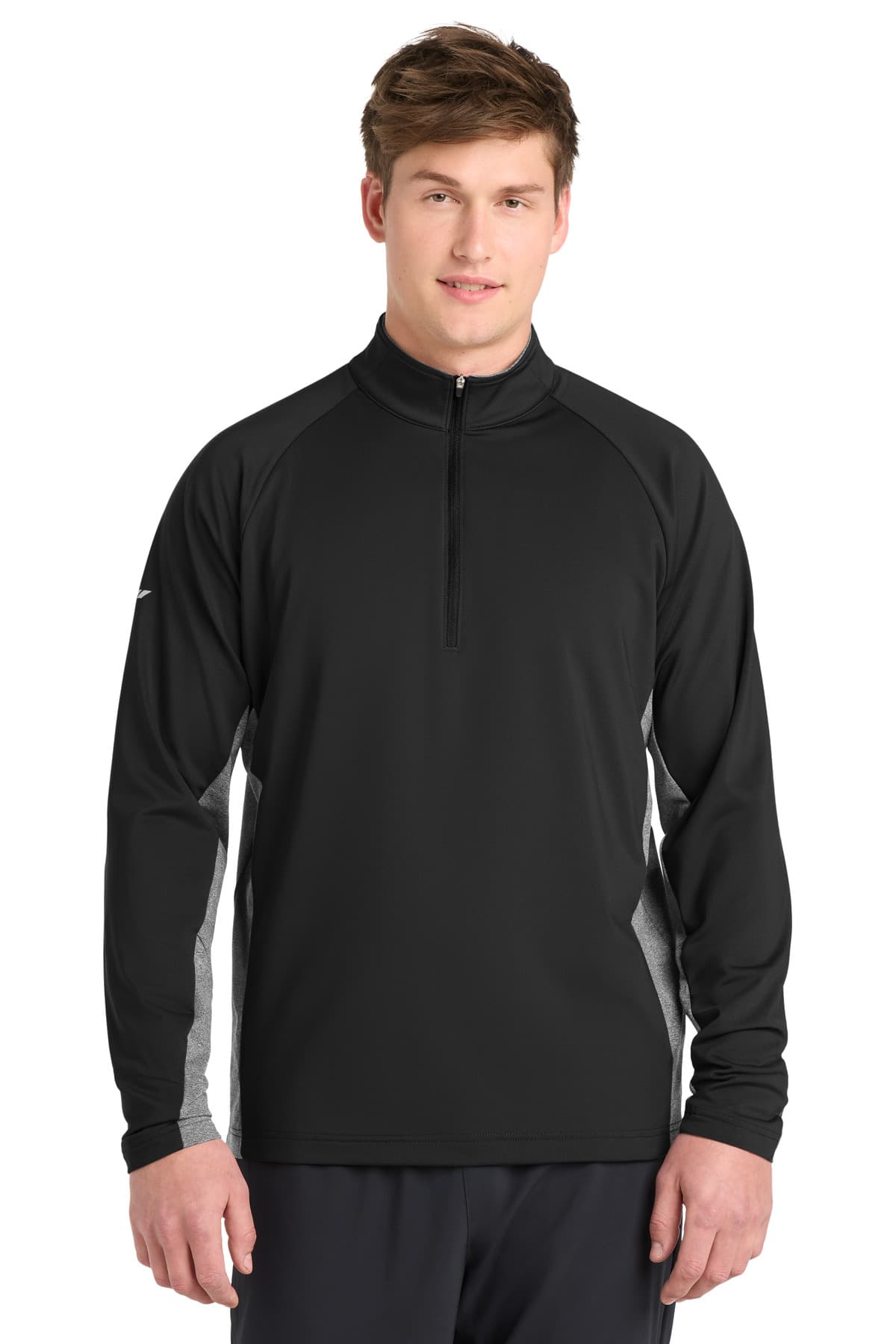 Sport-Tek Sport-Tek Sport-Wick Stretch Contrast 1/4-Zip Pullover. ST854 in Black/ Charcoal Grey Heather