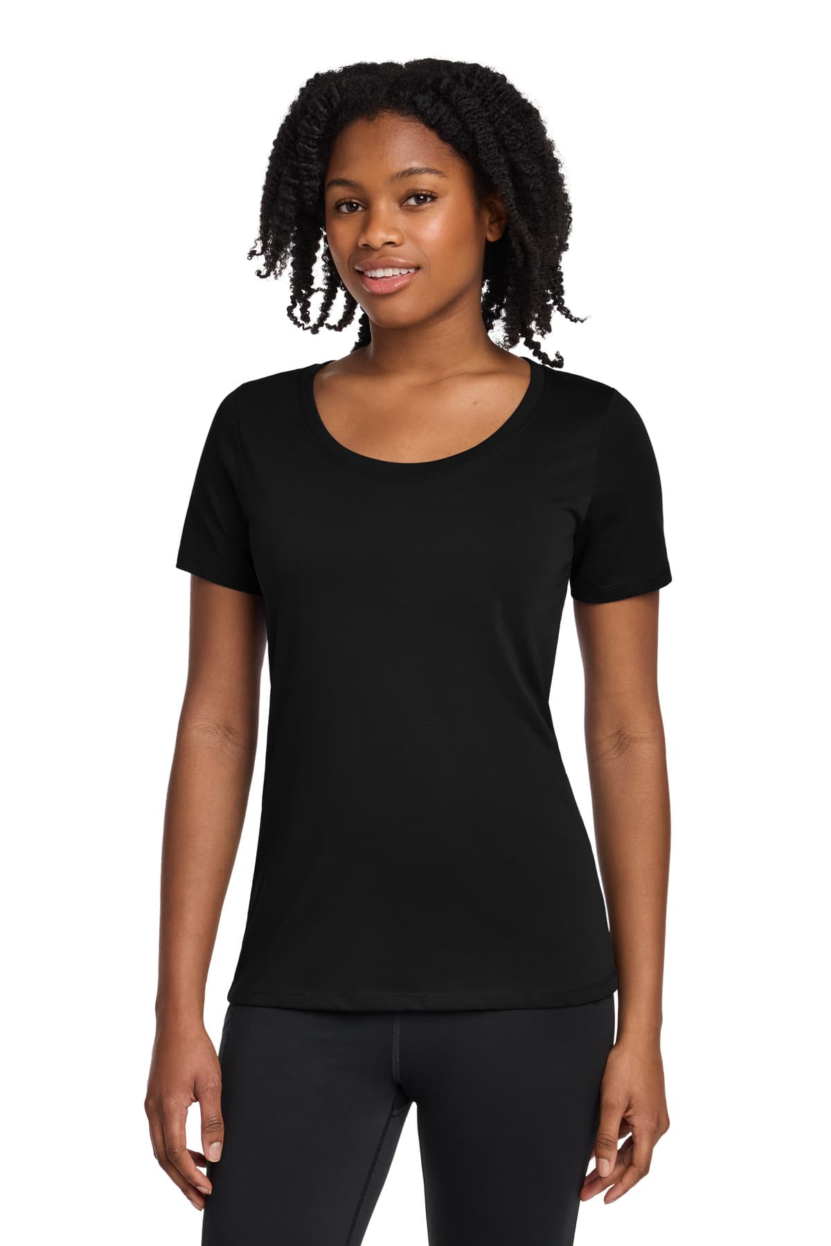 Nike Nike Women's Dri-FIT Cotton/Poly Scoop Neck Tee. NKBQ5234 in Black