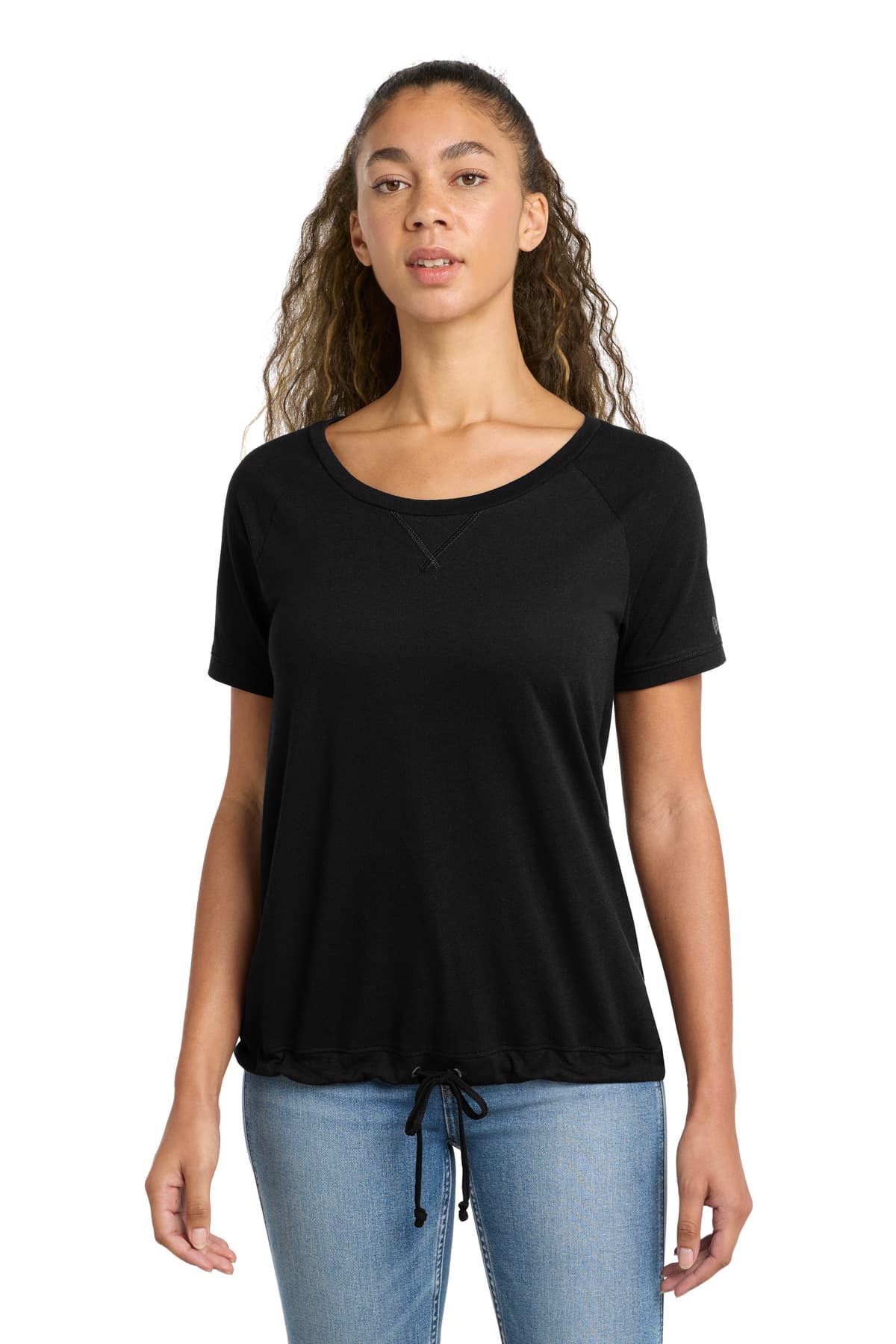 New Era New Era Women's Tri-Blend Performance Cinch Tee. LNEA133 in Black Solid