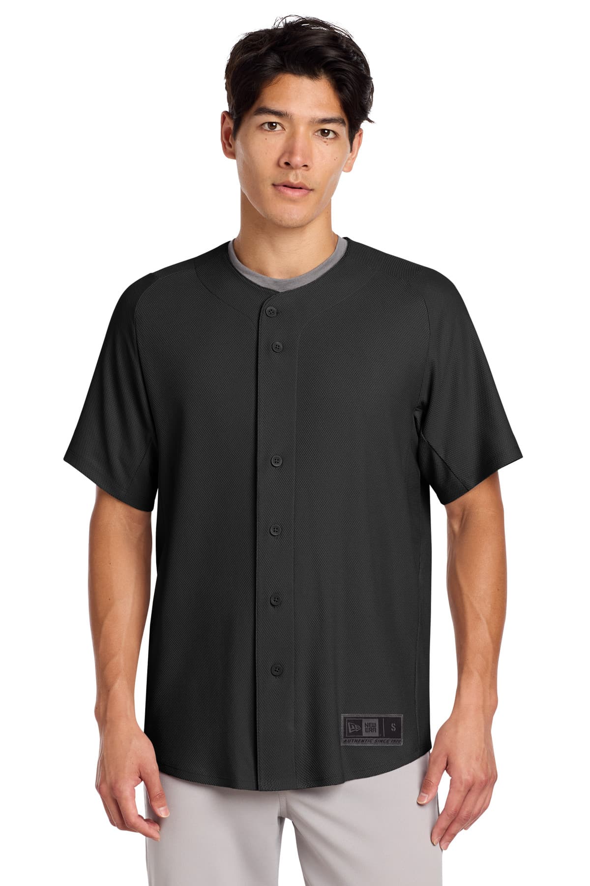 New Era New Era Diamond Era Full-Button Jersey. NEA220 in Black
