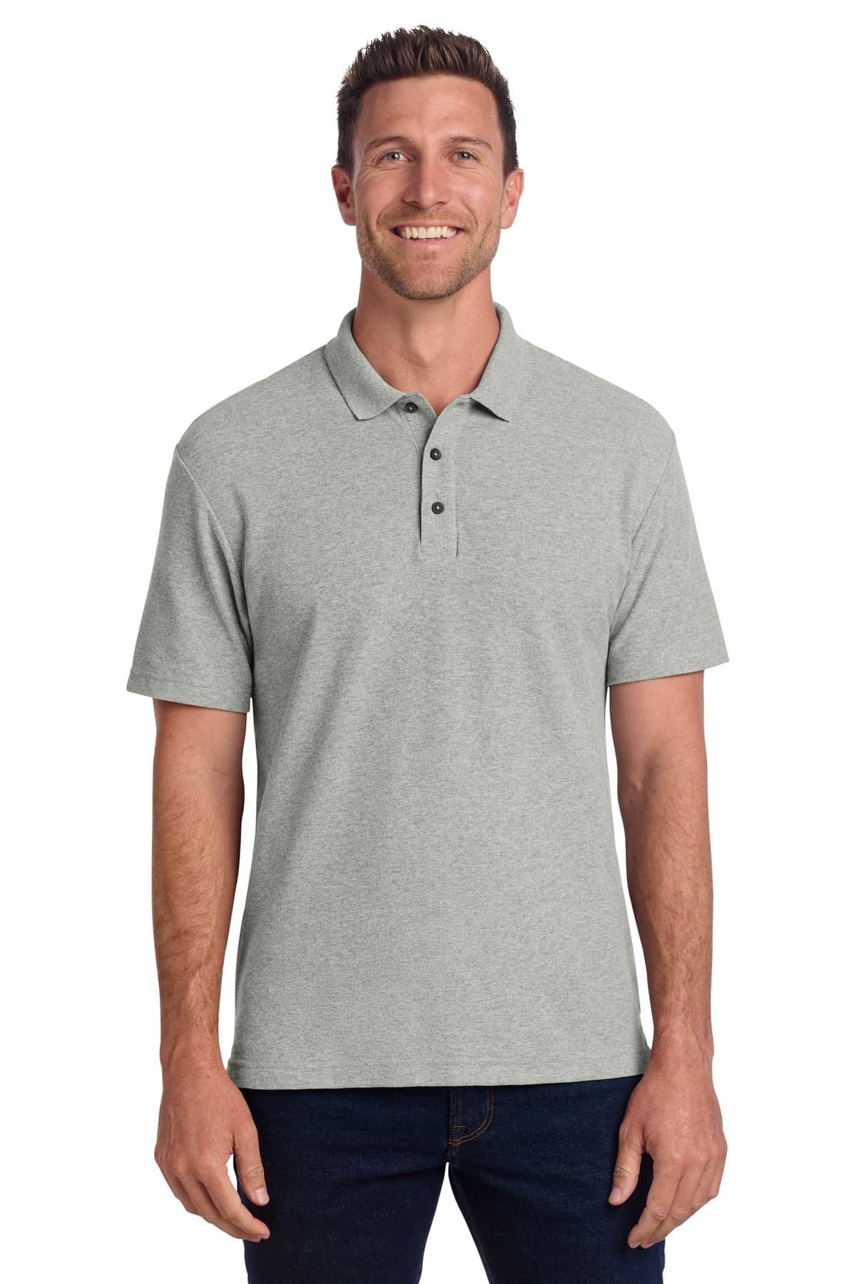 Port Authority Port Authority C-FREE Cotton Blend Pique Polo K867 in Deep Smoke Heather