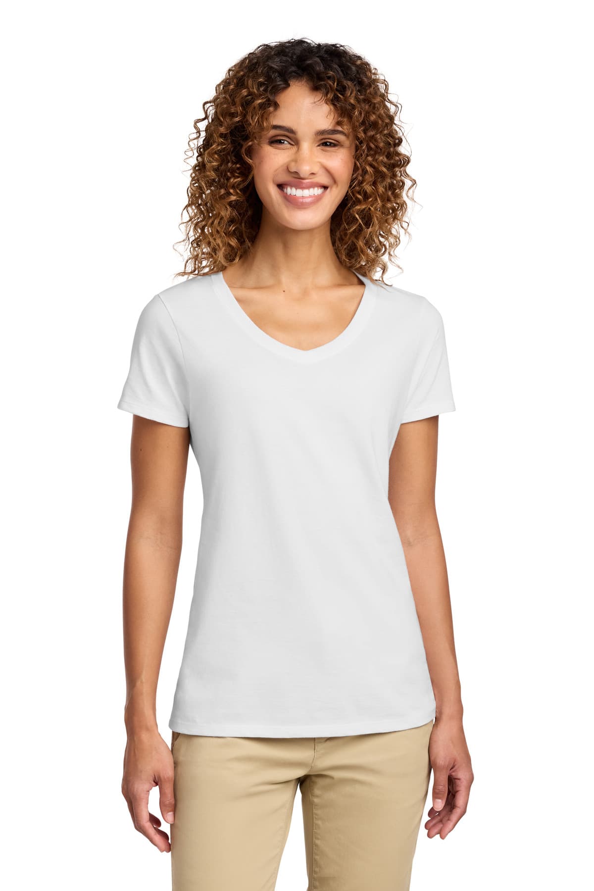 Port & Company Port & Co Women's Fan Favorite V-Neck Tee. LPC450V in White