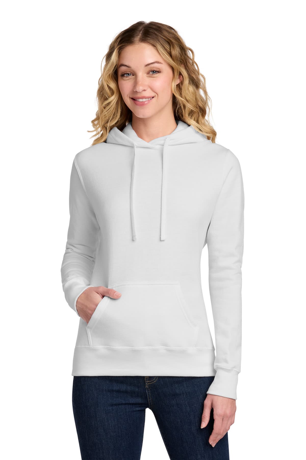 Port & Company Port & Co Women's Core Fleece Pullover Hooded Sweatshirt LPC78H in White