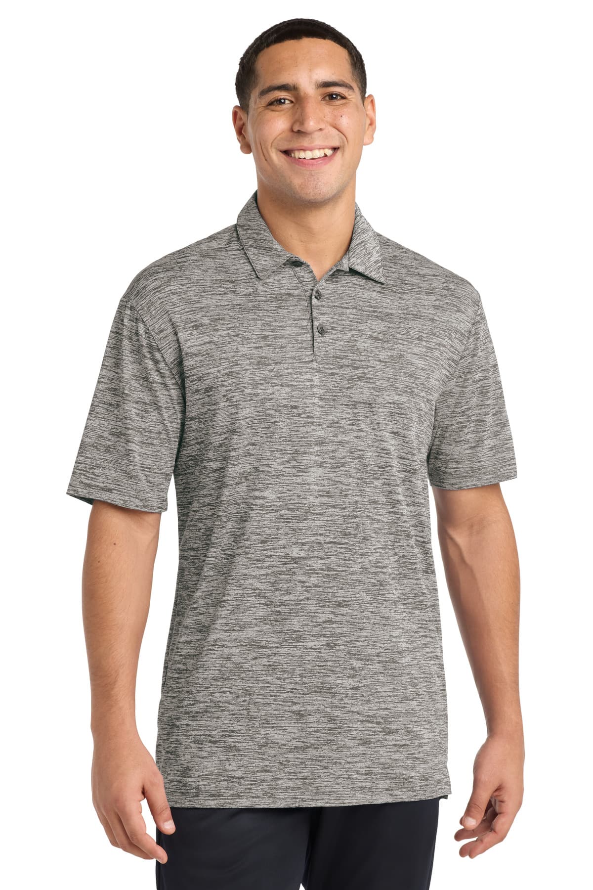 Sport-Tek Sport-Tek PosiCharge Electric Heather Polo. ST590 in Black Electric