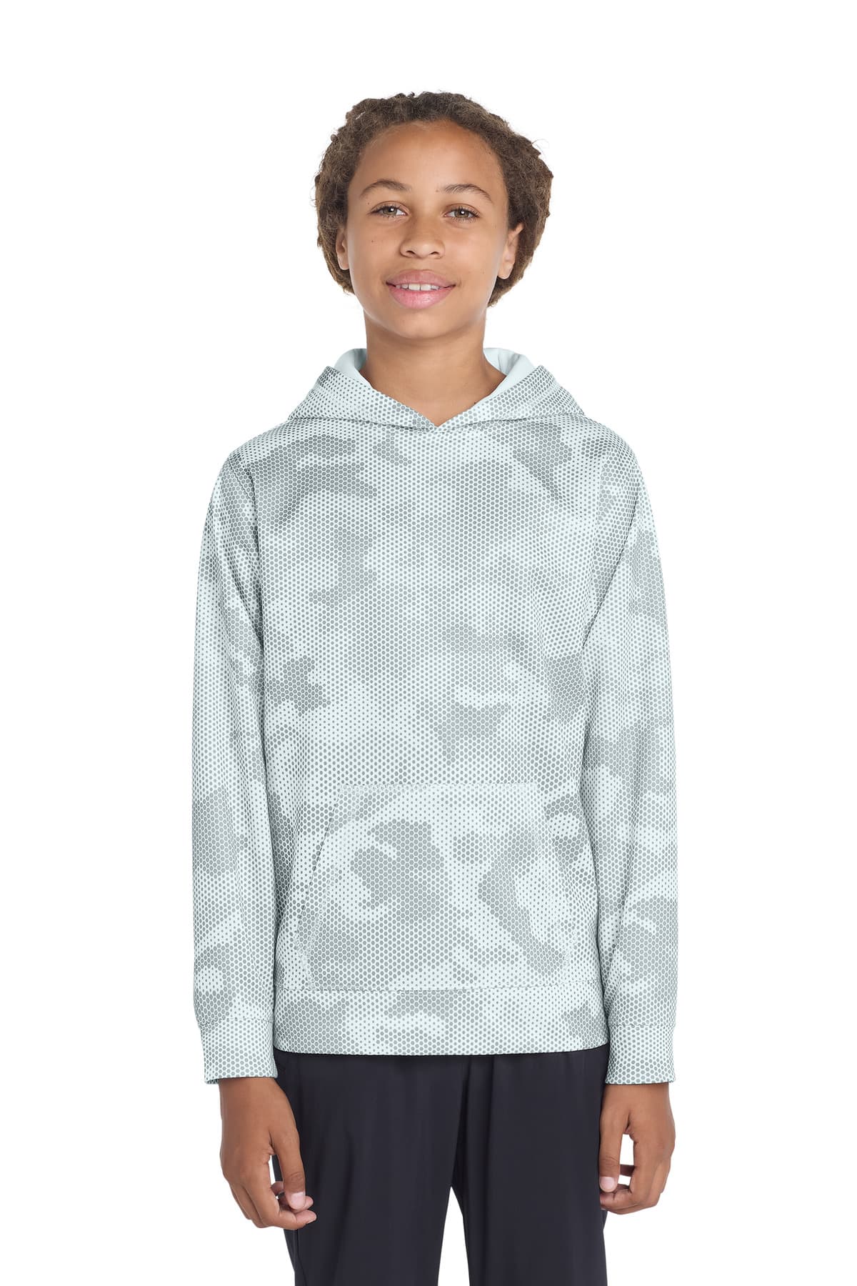 Sport-Tek Sport-Tek Youth Sport-Wick CamoHex Fleece Hooded Pullover. YST240
